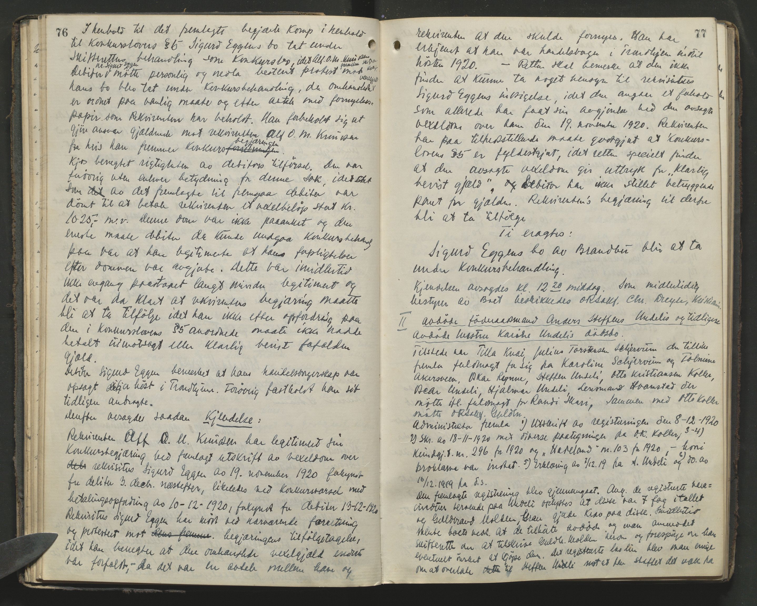 Hadeland og Land tingrett, AV/SAH-TING-010/J/Jc/L0012: Skifteforhandlingsprotokoll, 1920-1923, p. 76-77