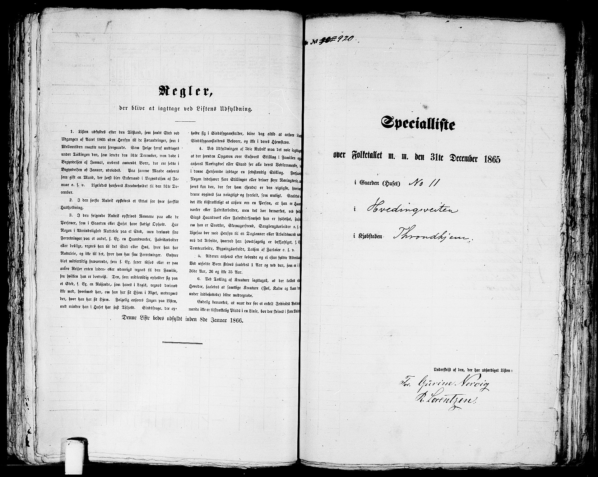 RA, 1865 census for Trondheim, 1865, p. 1919
