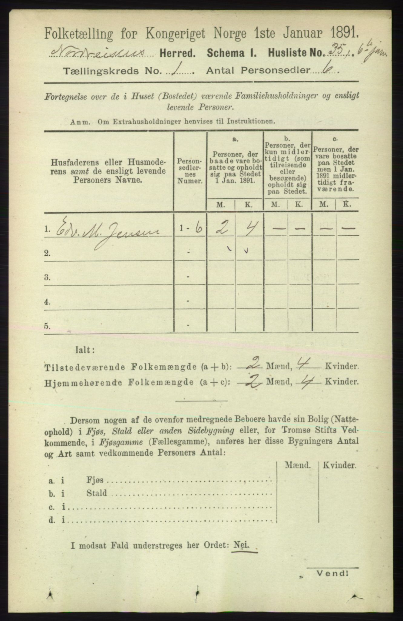 RA, 1891 census for 1942 Nordreisa, 1891, p. 48