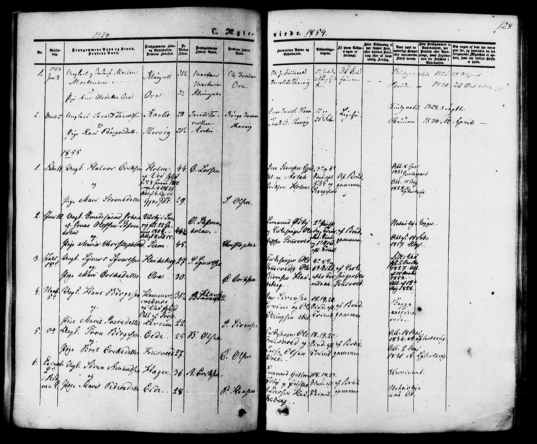 Ministerialprotokoller, klokkerbøker og fødselsregistre - Møre og Romsdal, SAT/A-1454/542/L0552: Parish register (official) no. 542A02, 1854-1884, p. 124