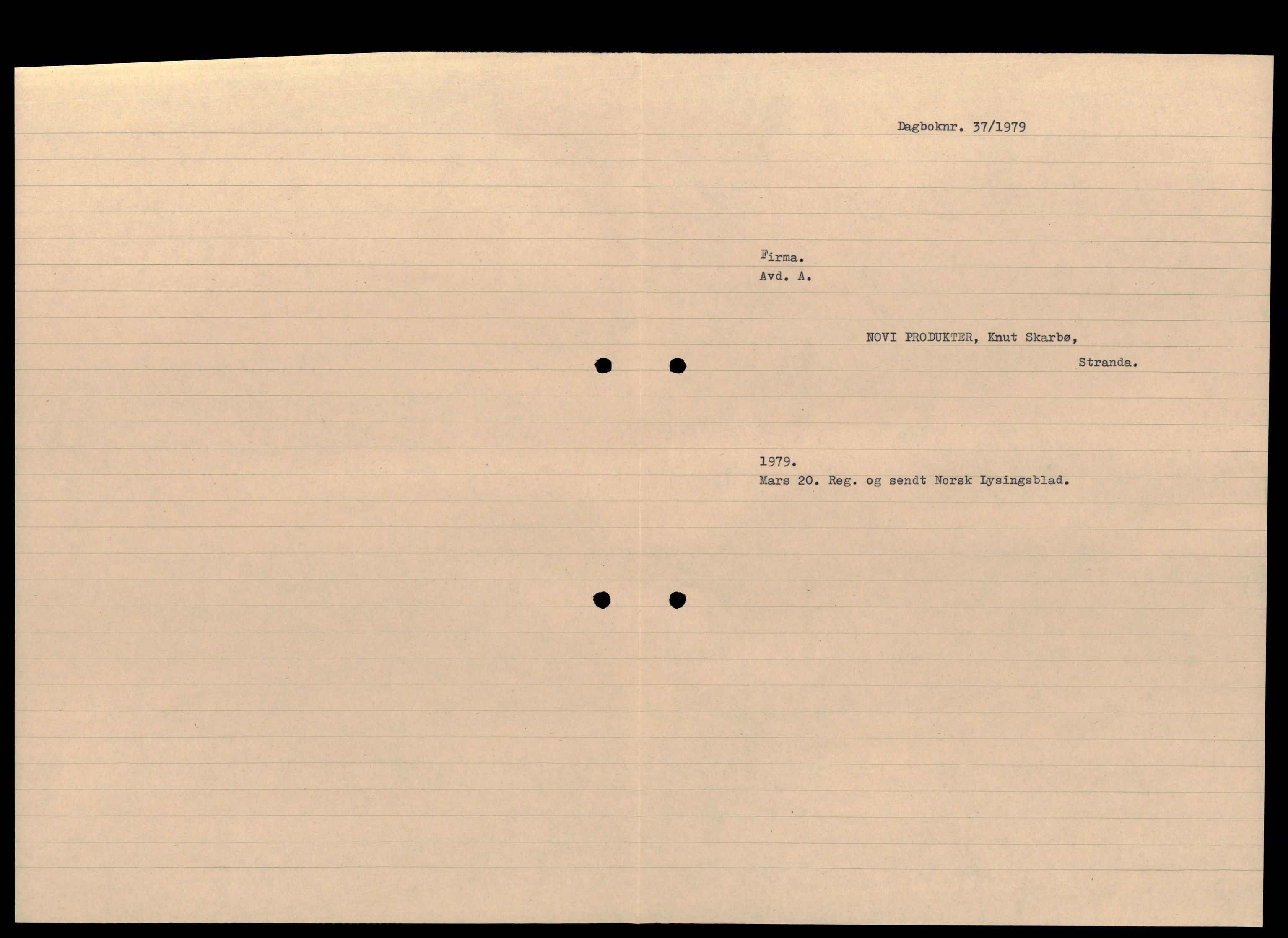 Nordre Sunnmøre sorenskriveri, SAT/A-0006/2/J/Jd/Jde/L0011: Bilag. Enkeltmannsforetak, N-R, 1944-1990, p. 1