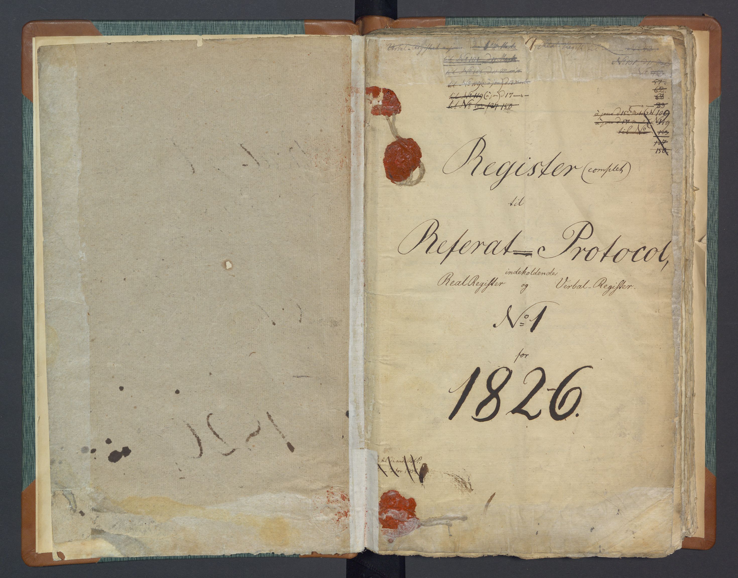 Finansdepartementet (kun referatprotokoller), AV/RA-S-3445/A/Aa/L0055: Real- og verbalregister til referatprotokollene 1826, 1826