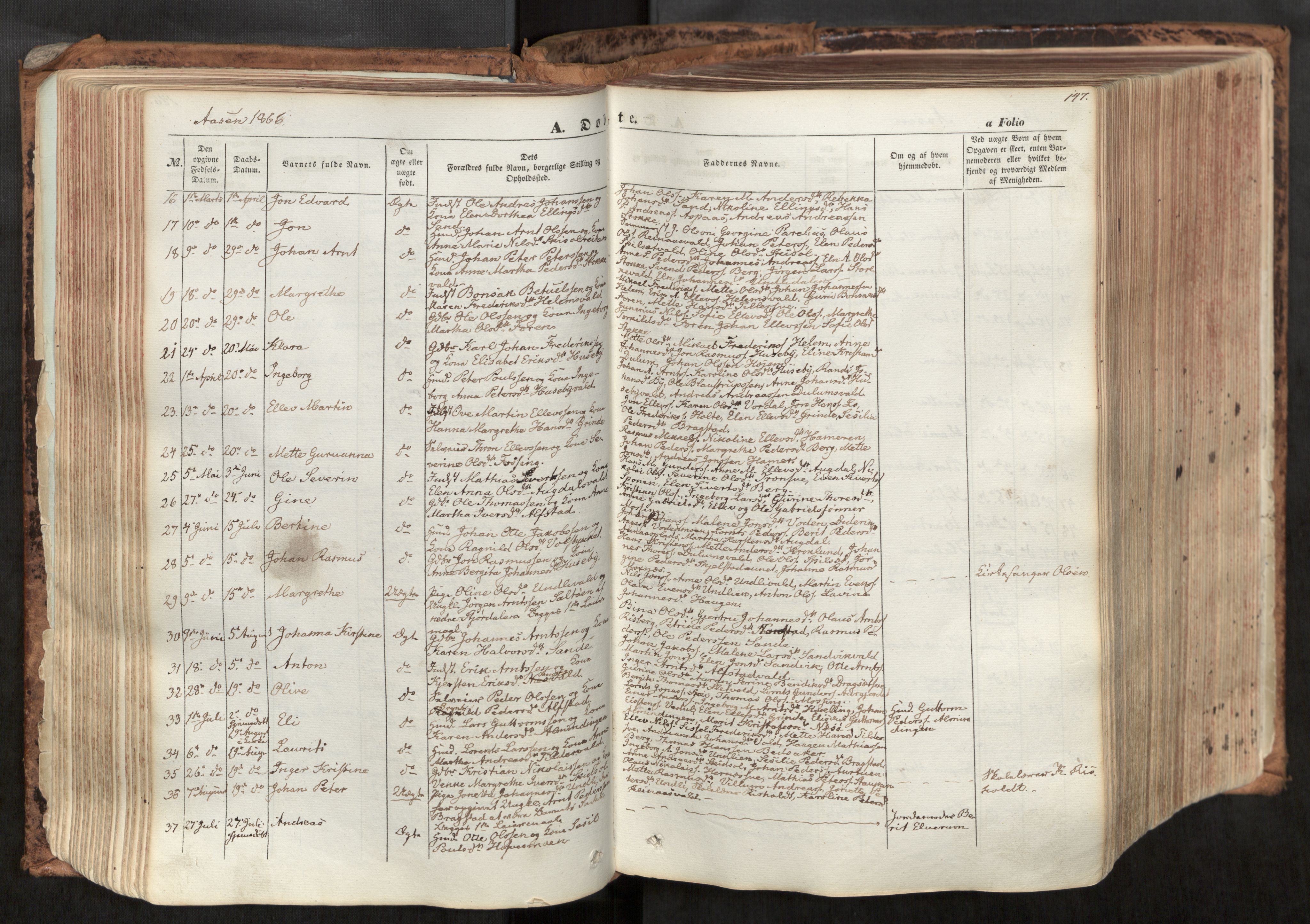 Ministerialprotokoller, klokkerbøker og fødselsregistre - Nord-Trøndelag, SAT/A-1458/713/L0116: Parish register (official) no. 713A07, 1850-1877, p. 147