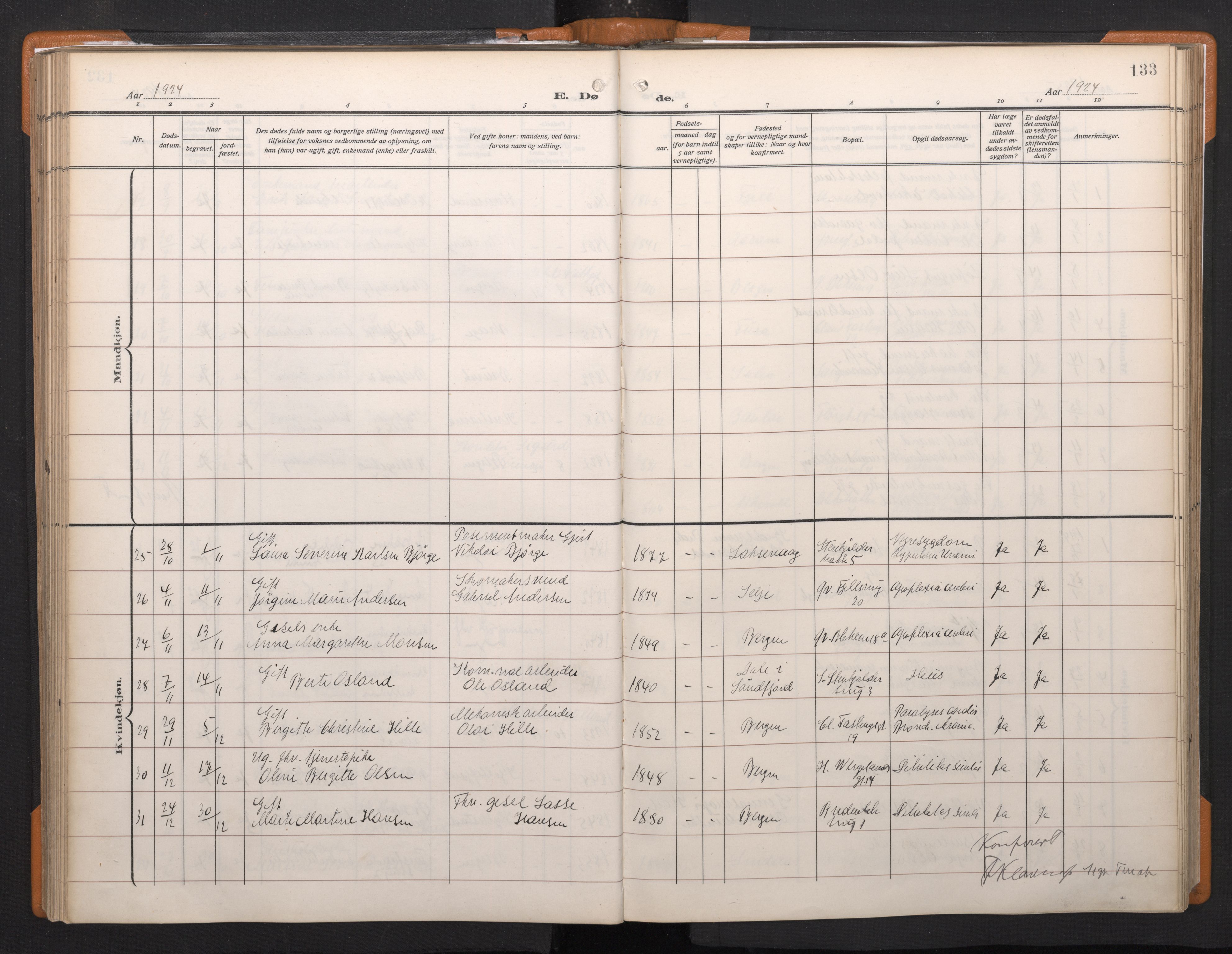Korskirken sokneprestembete, SAB/A-76101/H/Haa/L0048: Parish register (official) no. E 6, 1910-1960, p. 132b-133a