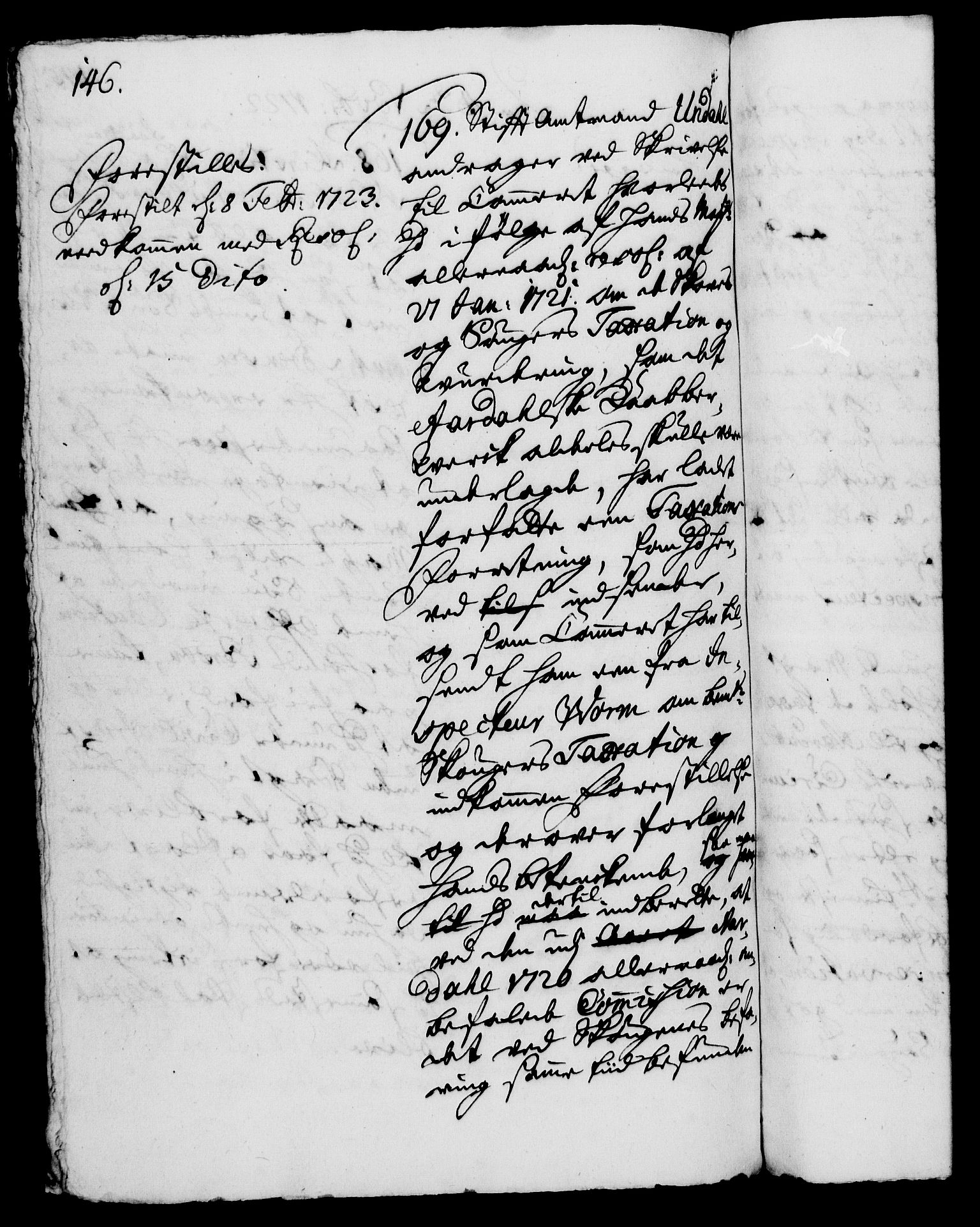 Rentekammeret, Kammerkanselliet, AV/RA-EA-3111/G/Gh/Gha/L0005: Norsk ekstraktmemorialprotokoll (merket RK 53.50), 1721-1723, p. 146