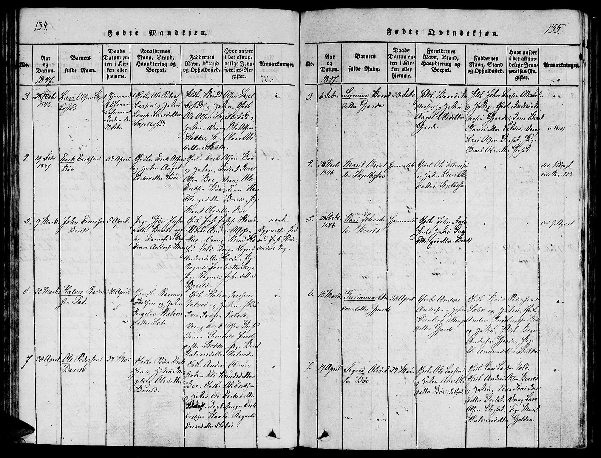 Ministerialprotokoller, klokkerbøker og fødselsregistre - Møre og Romsdal, SAT/A-1454/543/L0561: Parish register (official) no. 543A01, 1818-1853, p. 134-135