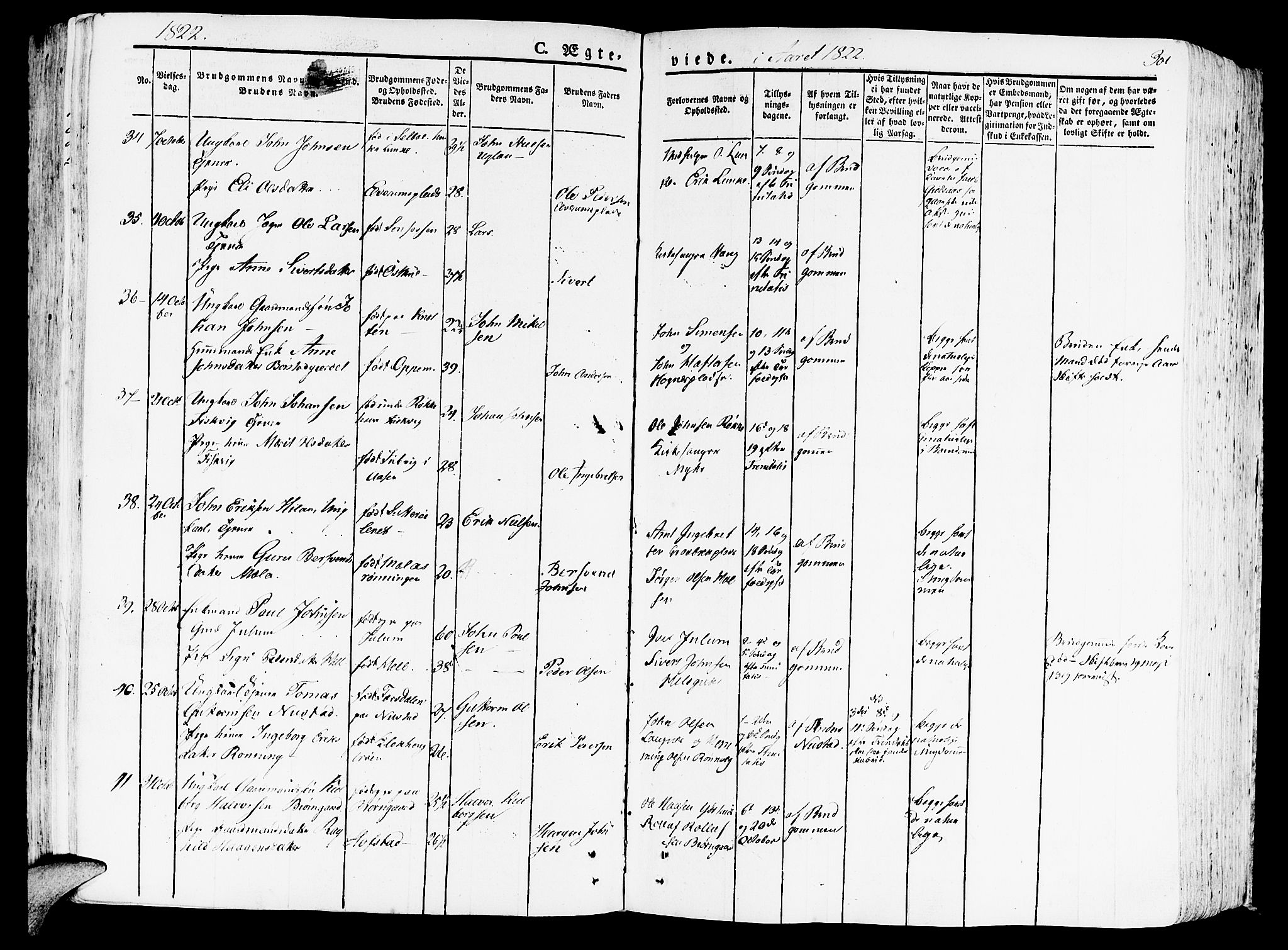 Ministerialprotokoller, klokkerbøker og fødselsregistre - Nord-Trøndelag, AV/SAT-A-1458/709/L0070: Parish register (official) no. 709A10, 1820-1832, p. 301