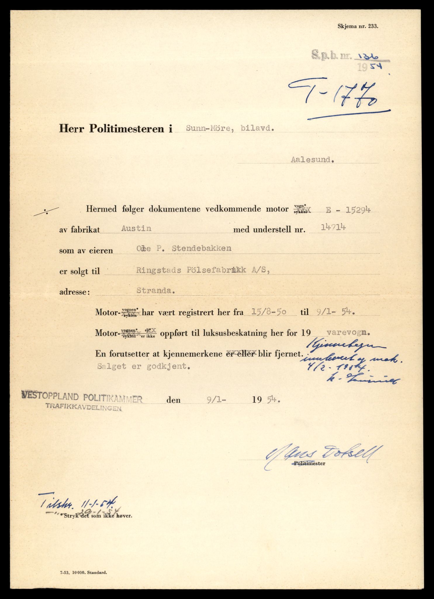 Møre og Romsdal vegkontor - Ålesund trafikkstasjon, AV/SAT-A-4099/F/Fe/L0015: Registreringskort for kjøretøy T 1700 - T 1850, 1927-1998, p. 1497