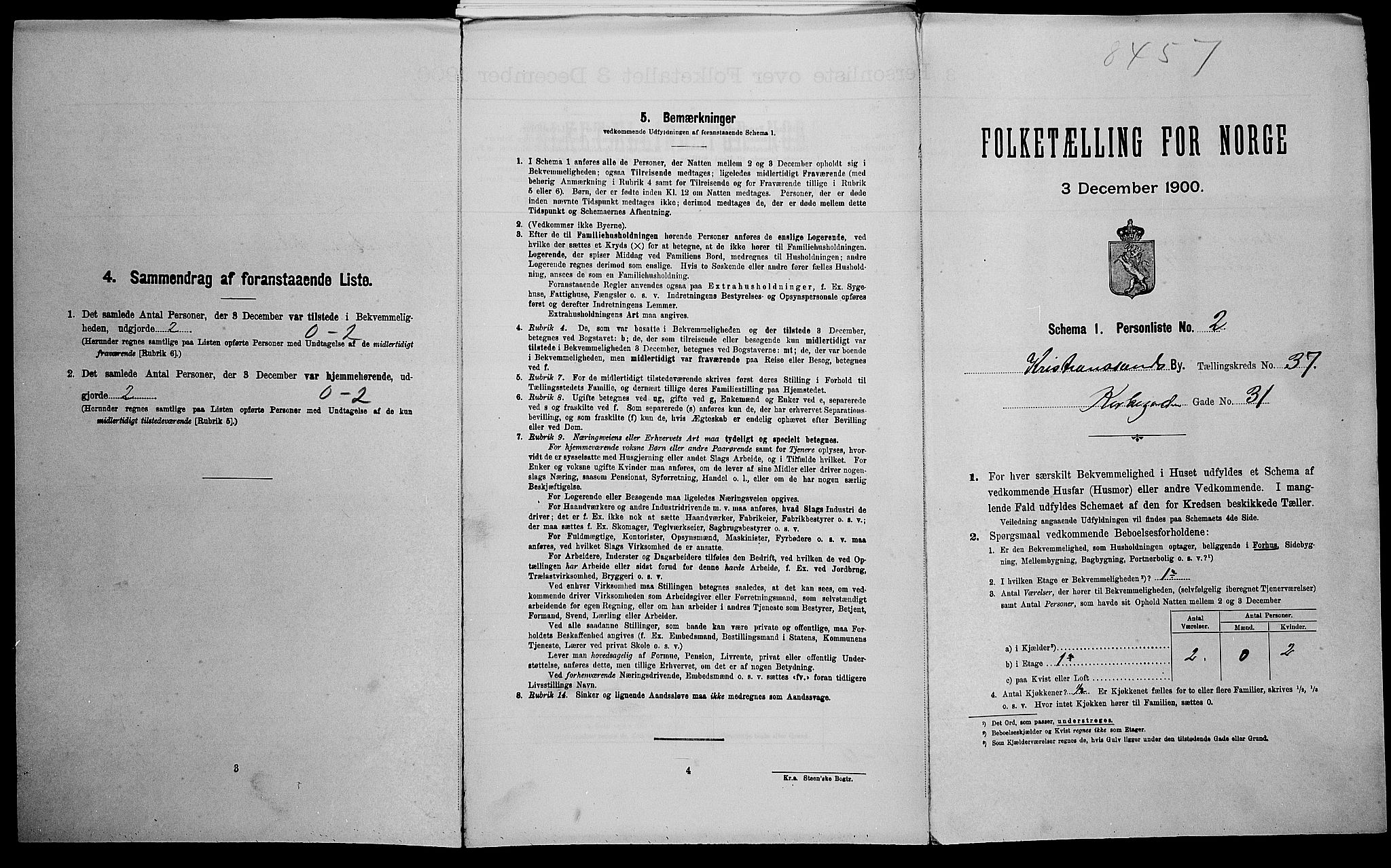 SAK, 1900 census for Kristiansand, 1900, p. 5983