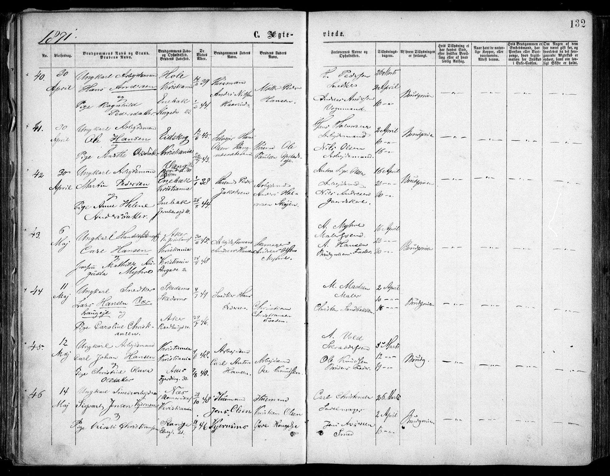 Oslo domkirke Kirkebøker, SAO/A-10752/F/Fa/L0021: Parish register (official) no. 21, 1865-1884, p. 132