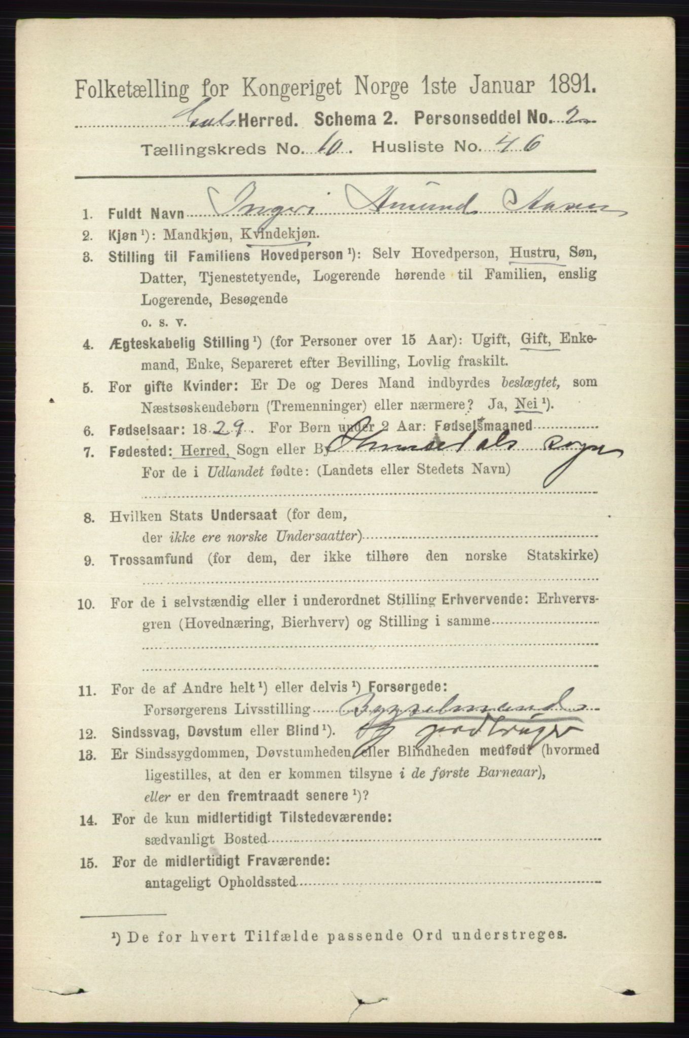 RA, 1891 census for 0617 Gol og Hemsedal, 1891, p. 4278