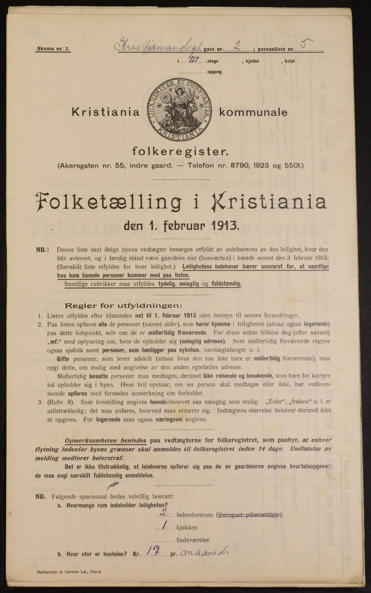 OBA, Municipal Census 1913 for Kristiania, 1913, p. 53958