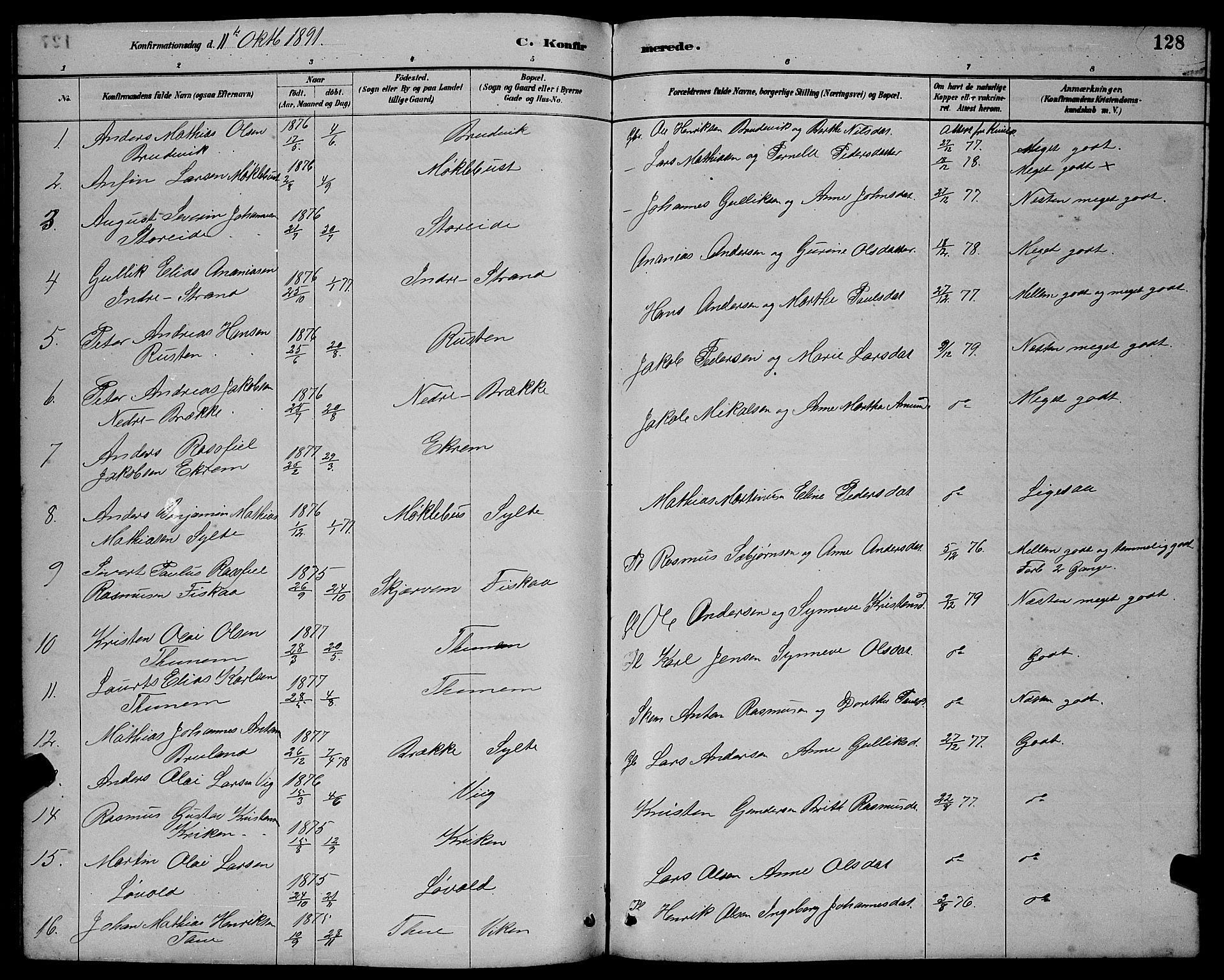 Ministerialprotokoller, klokkerbøker og fødselsregistre - Møre og Romsdal, AV/SAT-A-1454/501/L0017: Parish register (copy) no. 501C03, 1885-1901, p. 128