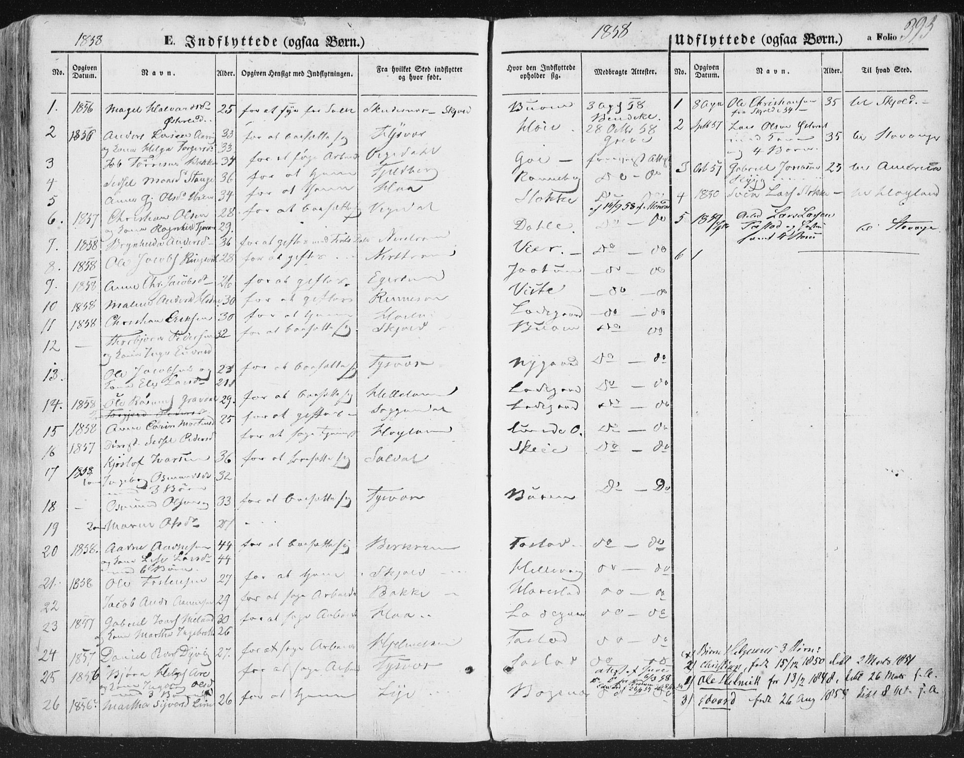 Hetland sokneprestkontor, AV/SAST-A-101826/30/30BA/L0002: Parish register (official) no. A 2, 1849-1869, p. 393