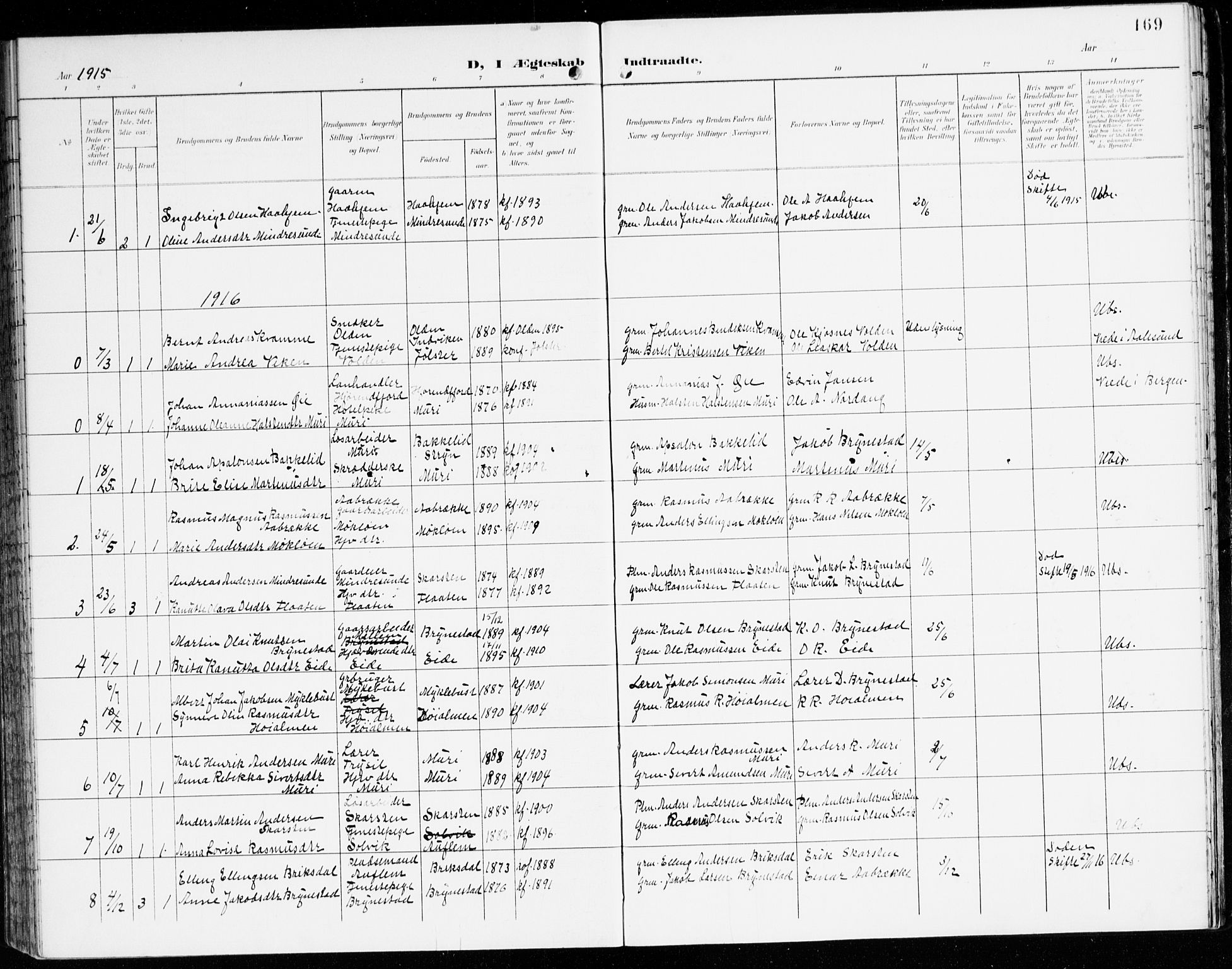 Innvik sokneprestembete, SAB/A-80501: Parish register (official) no. C 2, 1900-1920, p. 169