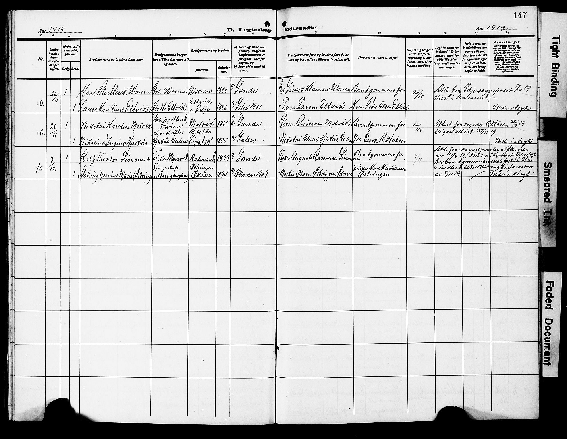 Ministerialprotokoller, klokkerbøker og fødselsregistre - Møre og Romsdal, AV/SAT-A-1454/503/L0050: Parish register (copy) no. 503C05, 1909-1922, p. 147