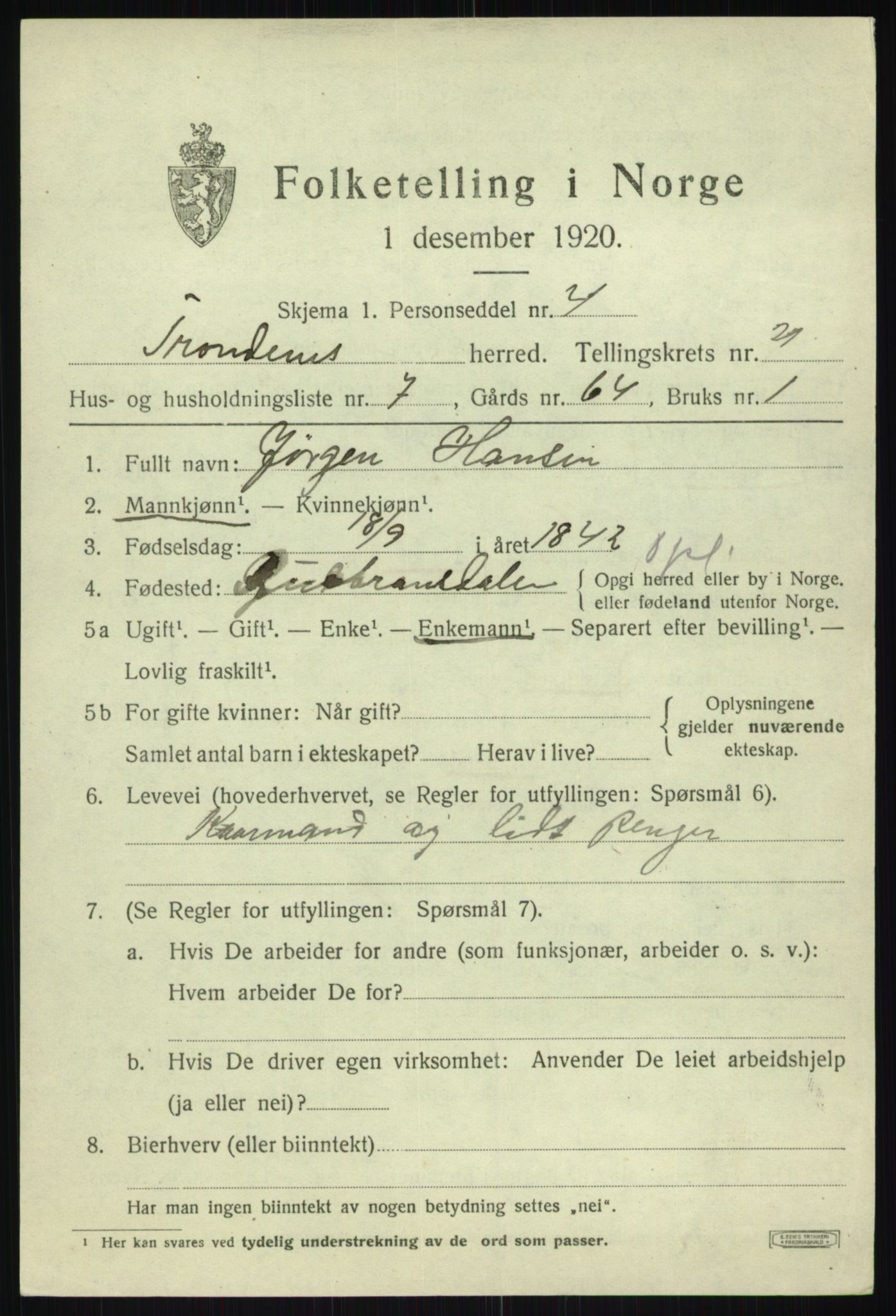 SATØ, 1920 census for Trondenes, 1920, p. 16382