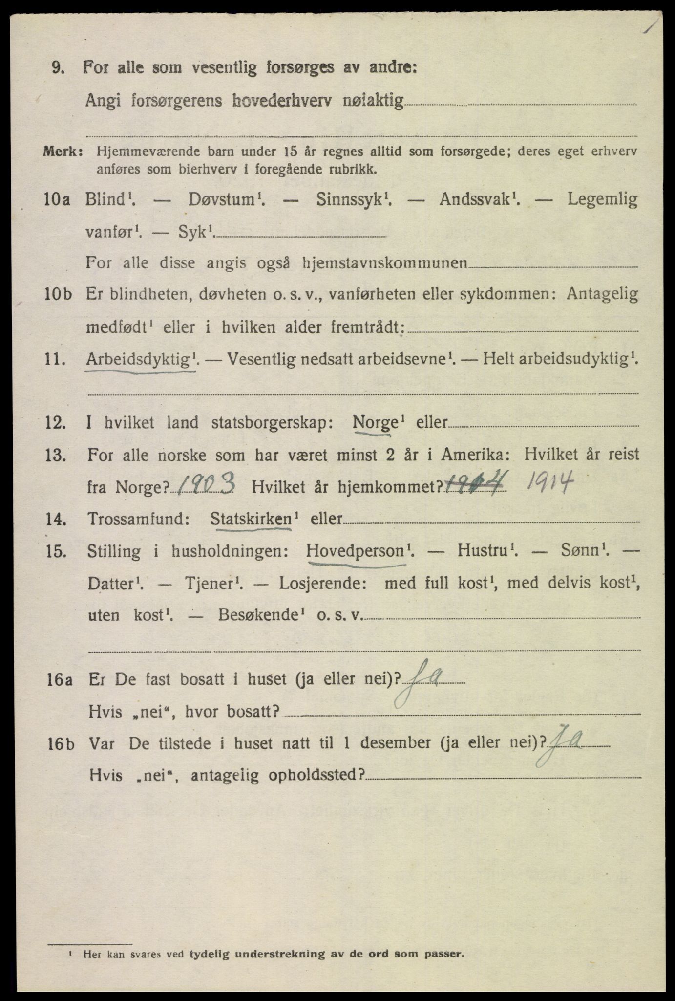 SAK, 1920 census for Spangereid, 1920, p. 1696