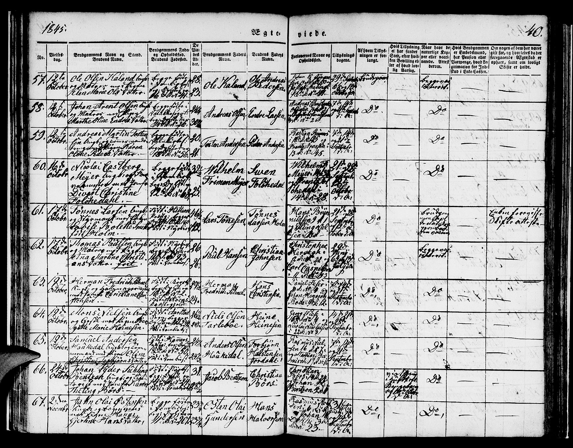 Domkirken sokneprestembete, AV/SAB-A-74801/H/Hab/L0029: Parish register (copy) no. D 1, 1839-1857, p. 40