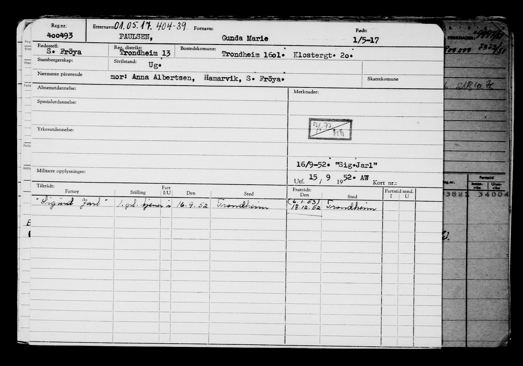 Direktoratet for sjømenn, AV/RA-S-3545/G/Gb/L0148: Hovedkort, 1917, p. 238