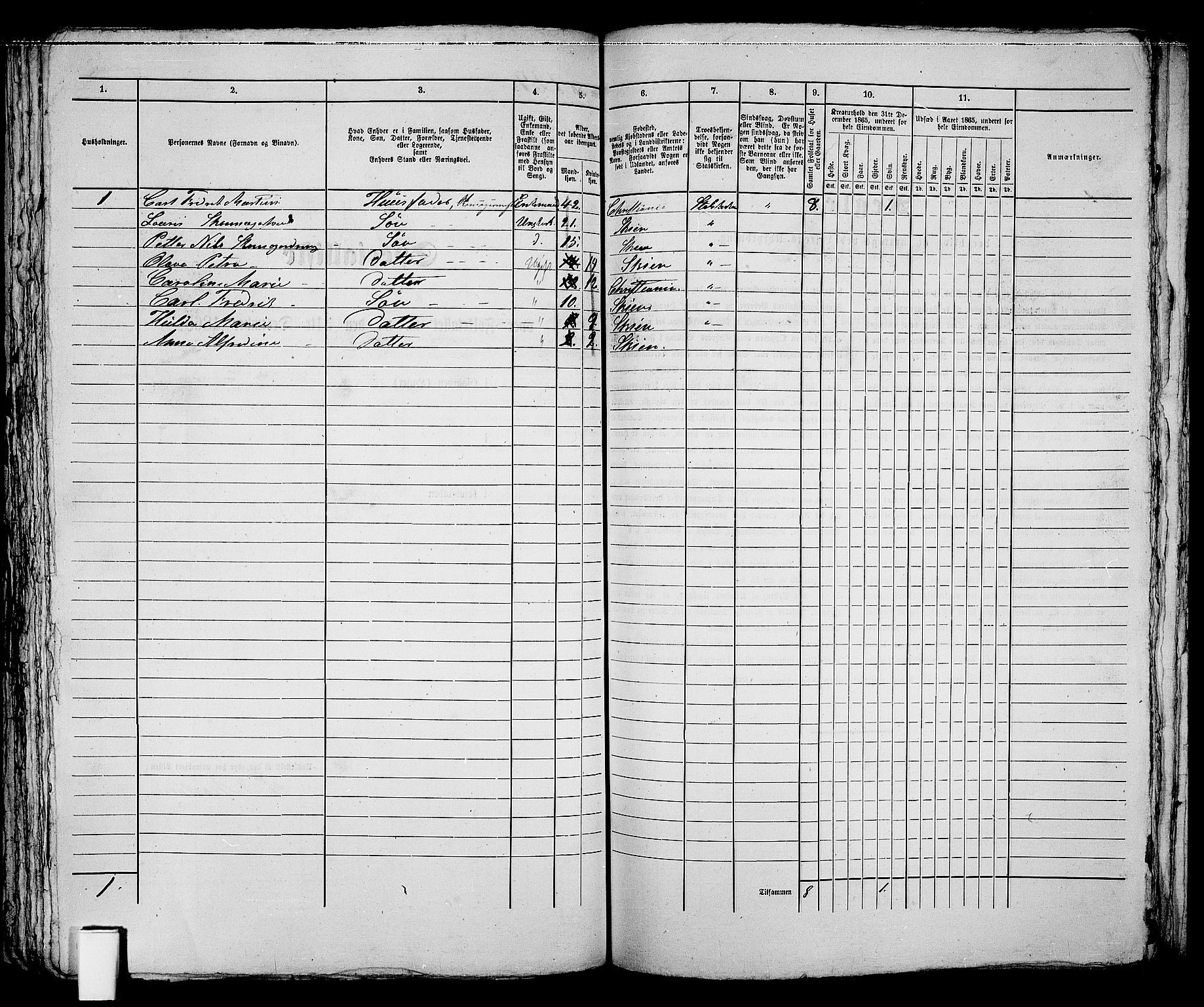 RA, 1865 census for Skien, 1865, p. 269