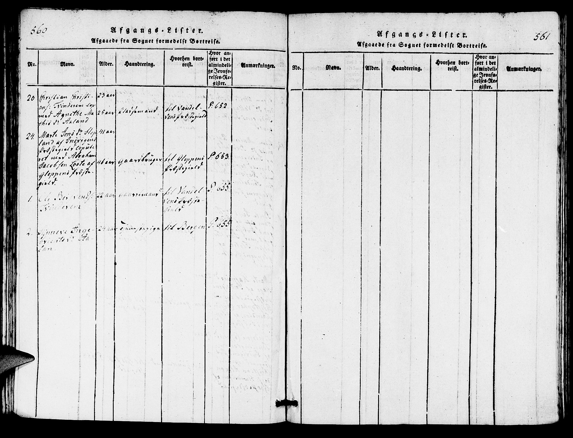 Innvik sokneprestembete, AV/SAB-A-80501: Parish register (copy) no. C 1, 1816-1820, p. 560-561