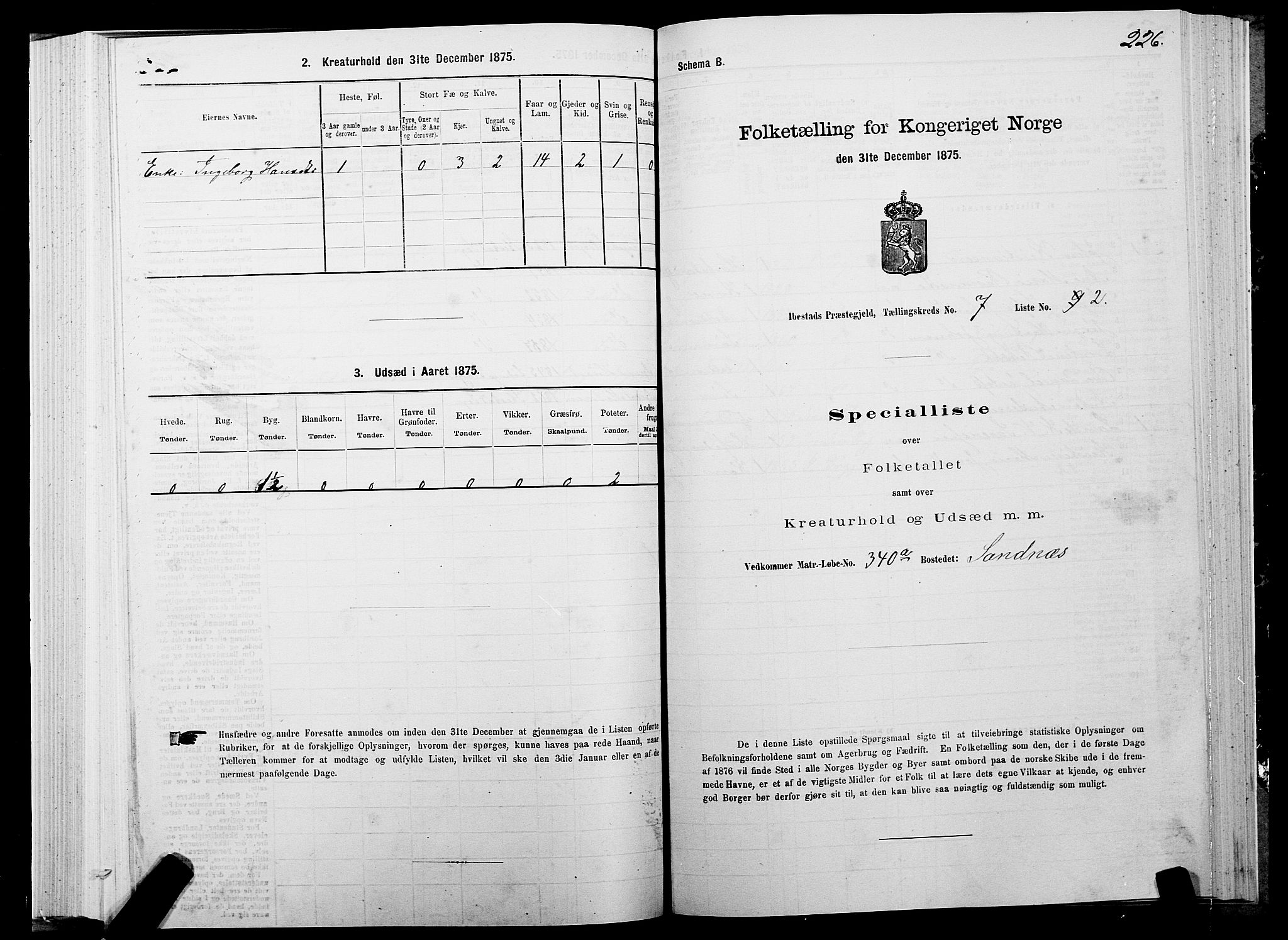 SATØ, 1875 census for 1917P Ibestad, 1875, p. 4226