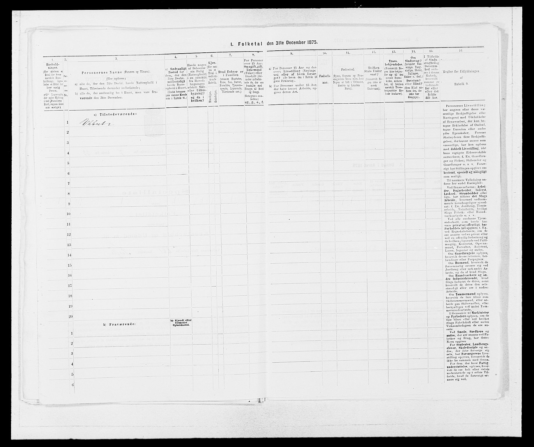 SAB, 1875 census for 1236P Vossestrand, 1875, p. 592