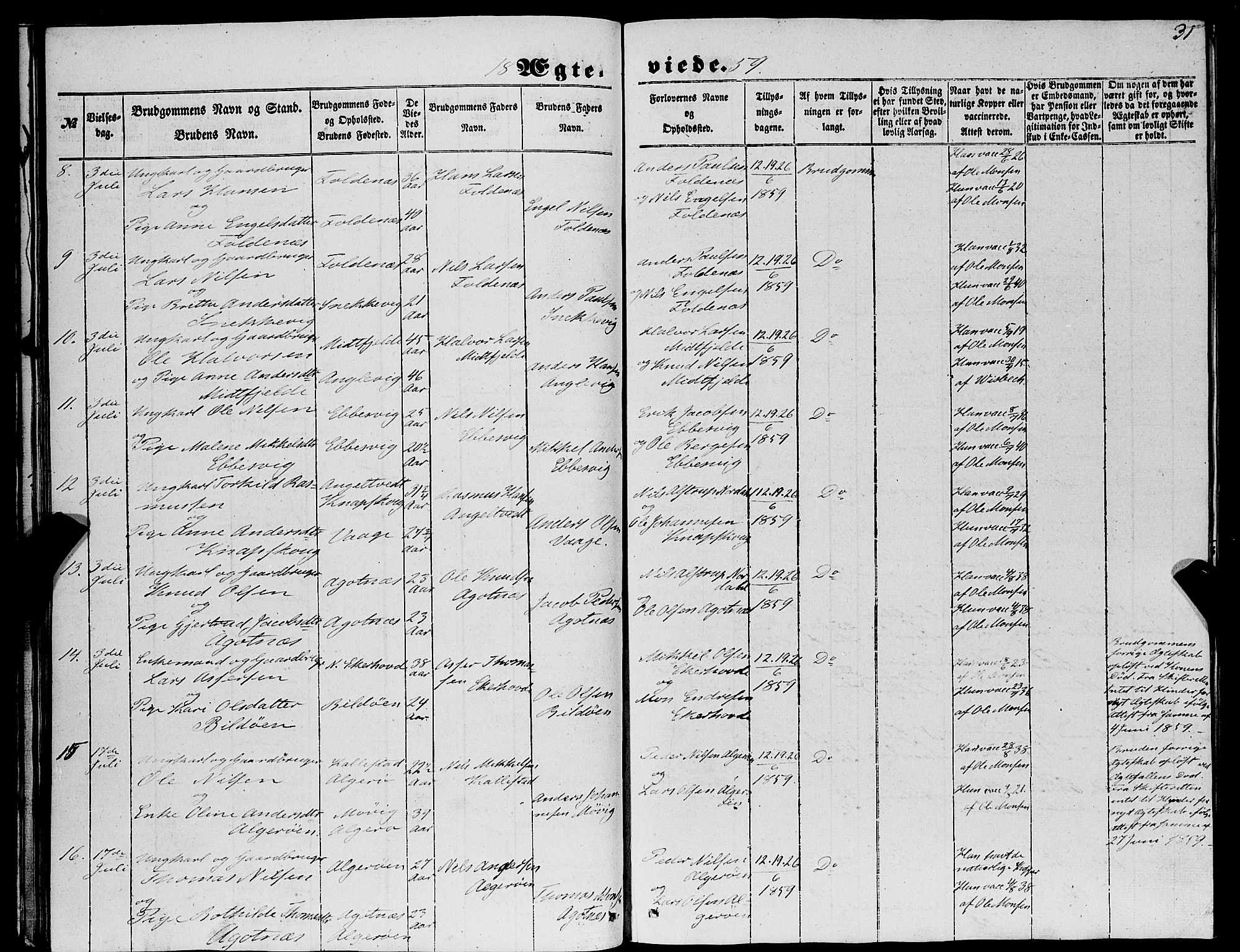 Fjell sokneprestembete, AV/SAB-A-75301/H/Haa: Parish register (official) no. A 6, 1849-1877, p. 31