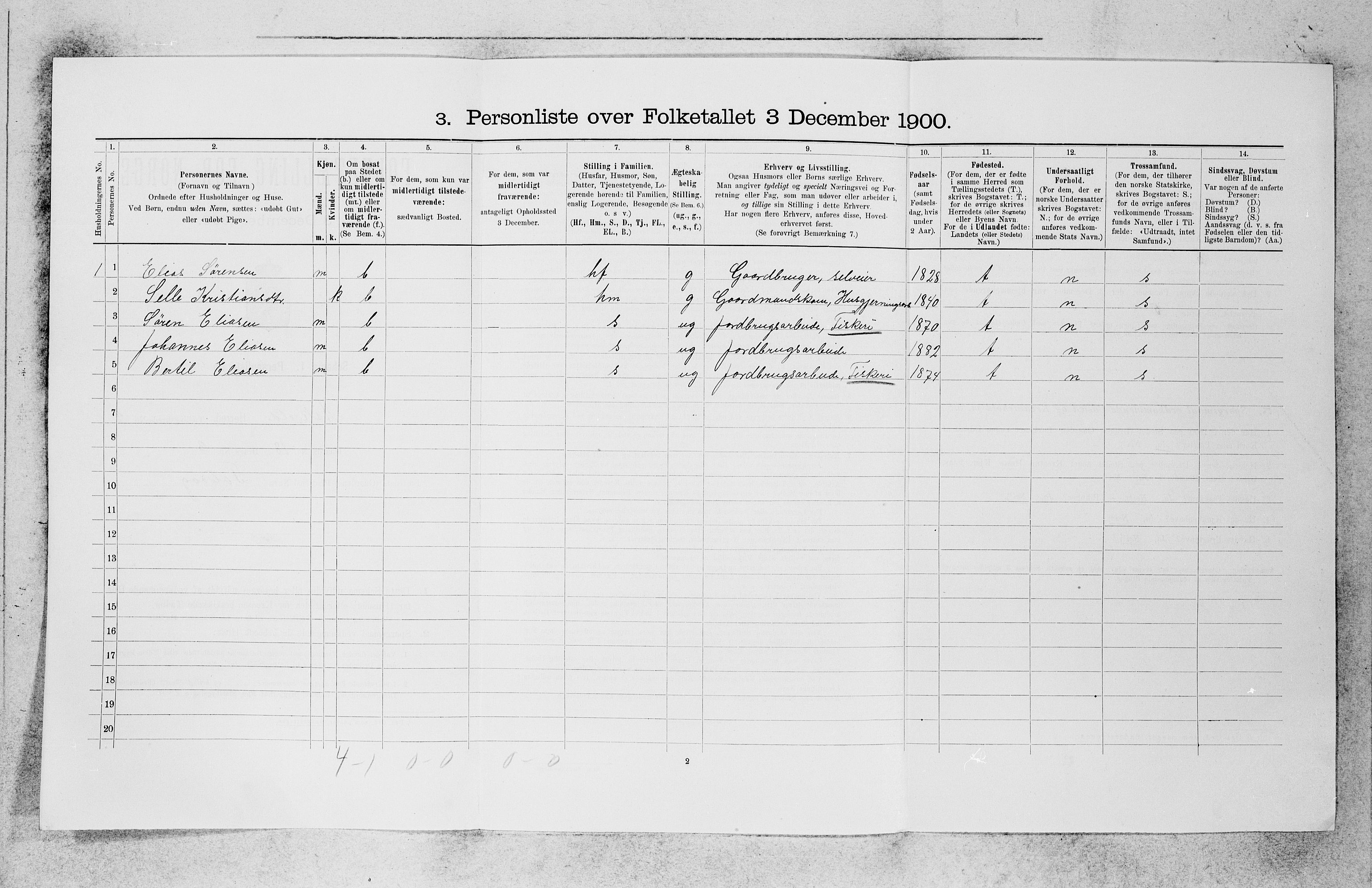 SAB, 1900 census for Askvoll, 1900, p. 220