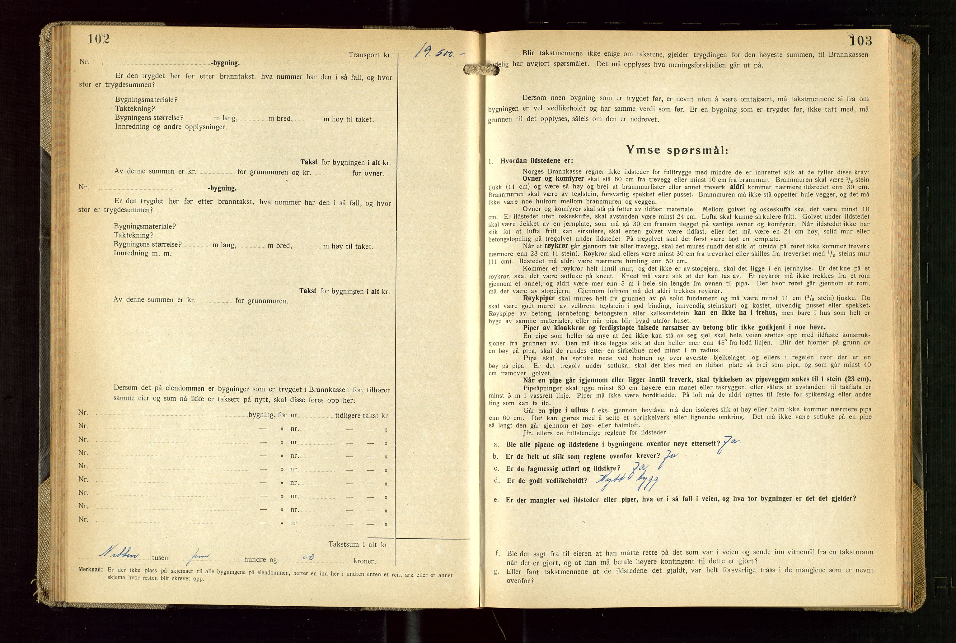 Skudenes lensmannskontor, AV/SAST-A-100444/Gob/L0003: "Brandtakstprotokoll", 1942-1954, p. 102-103