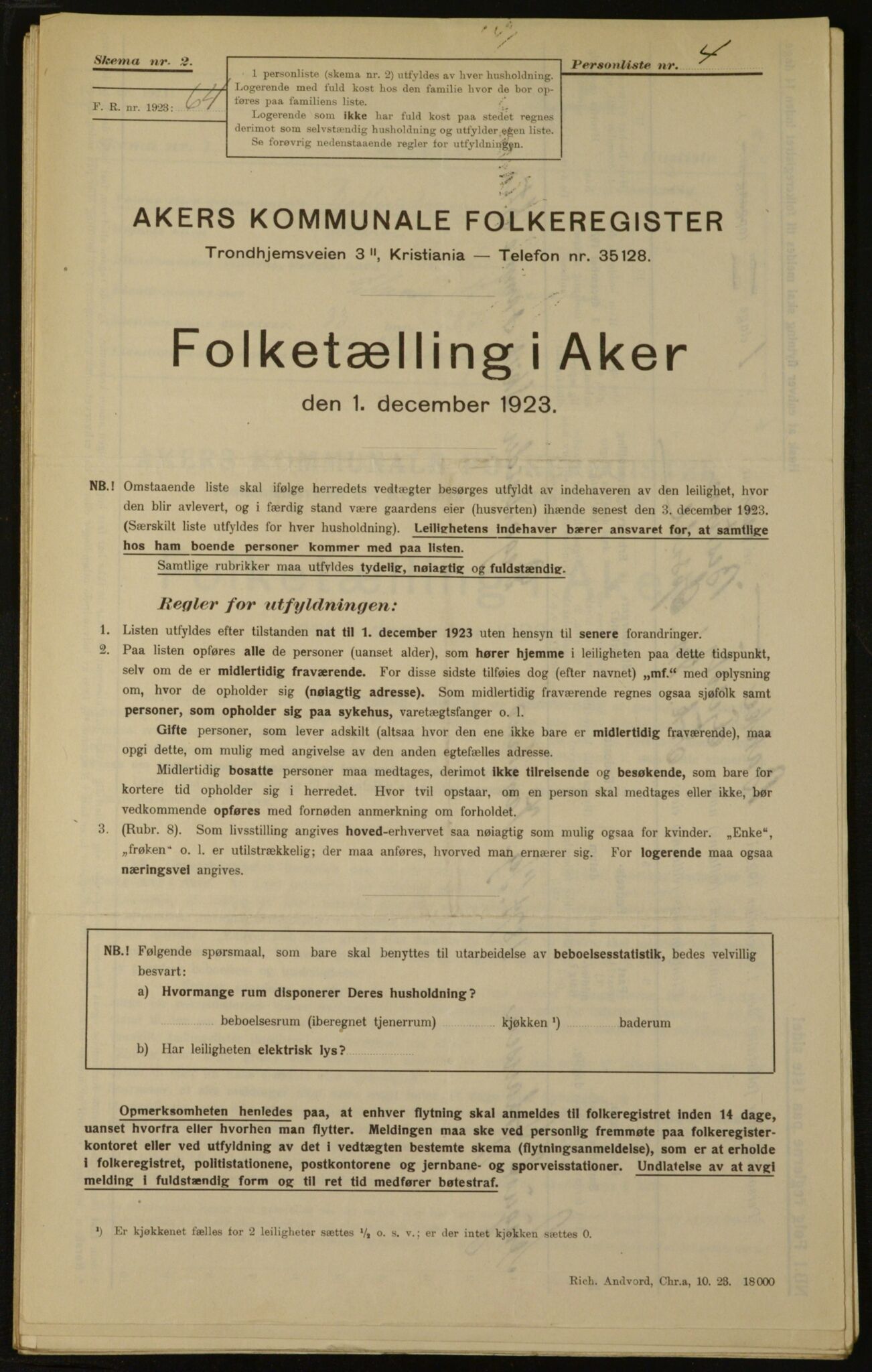 , Municipal Census 1923 for Aker, 1923, p. 333