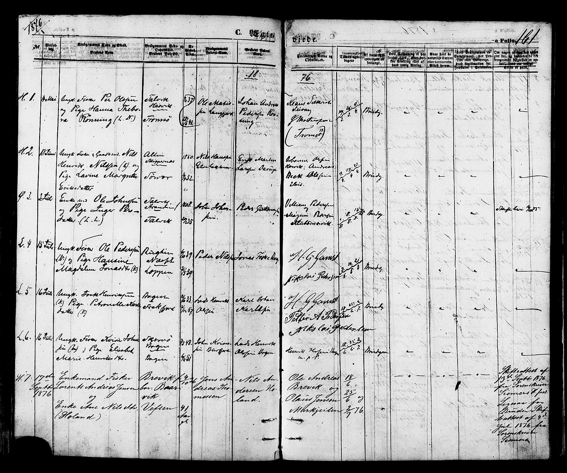 Loppa sokneprestkontor, SATØ/S-1339/H/Ha/L0005kirke: Parish register (official) no. 5, 1869-1878, p. 161