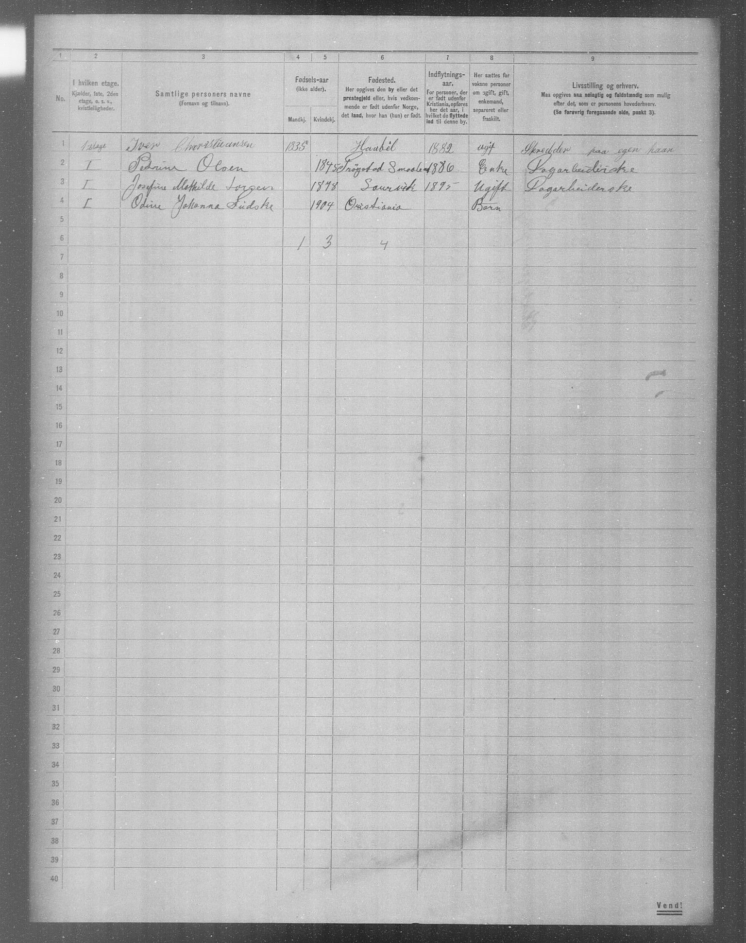 OBA, Municipal Census 1904 for Kristiania, 1904, p. 9666