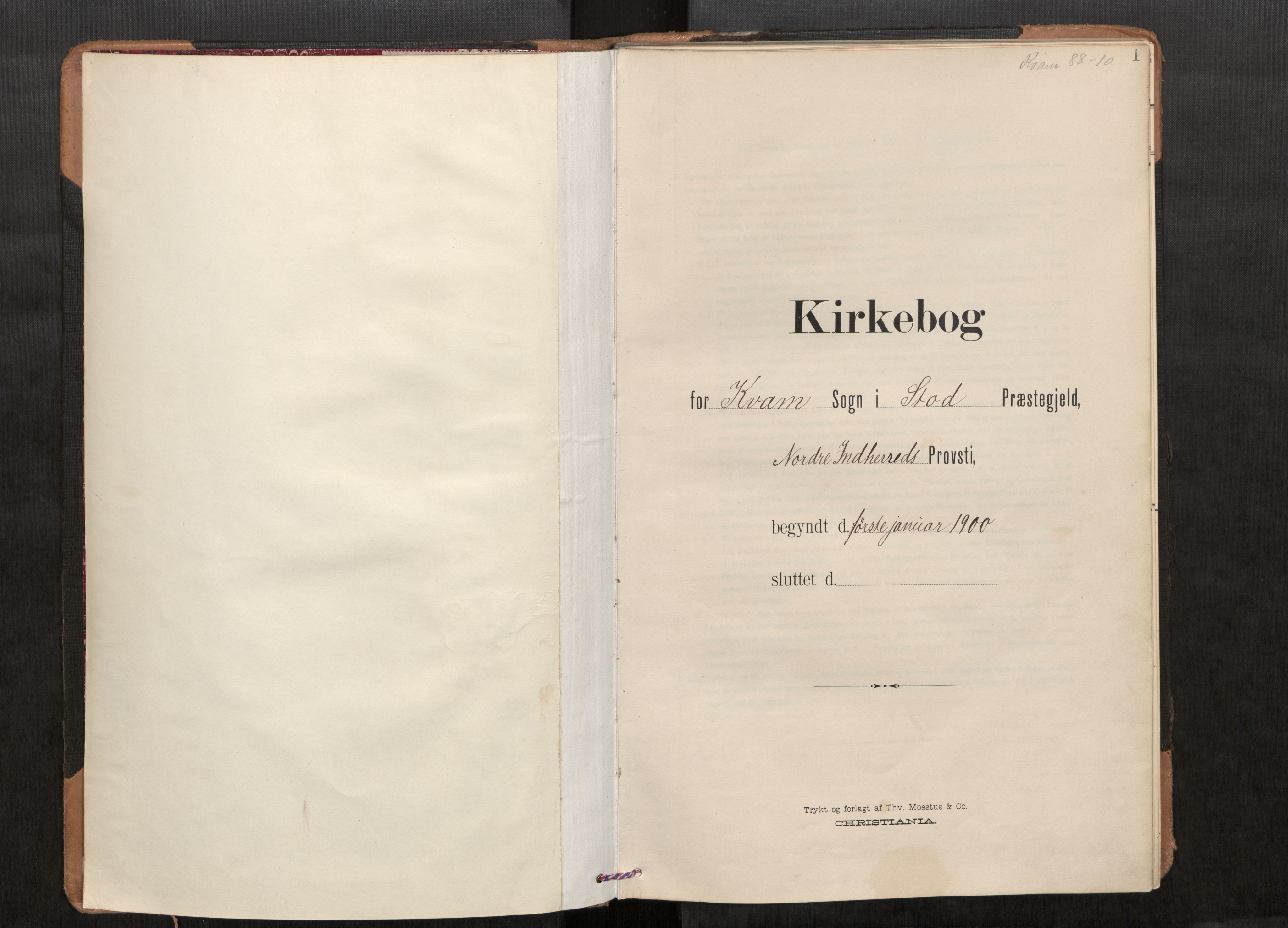 Stod sokneprestkontor, AV/SAT-A-1164/1/I/I1/I1a/L0001: Parish register (official) no. 1, 1900-1912, p. 1