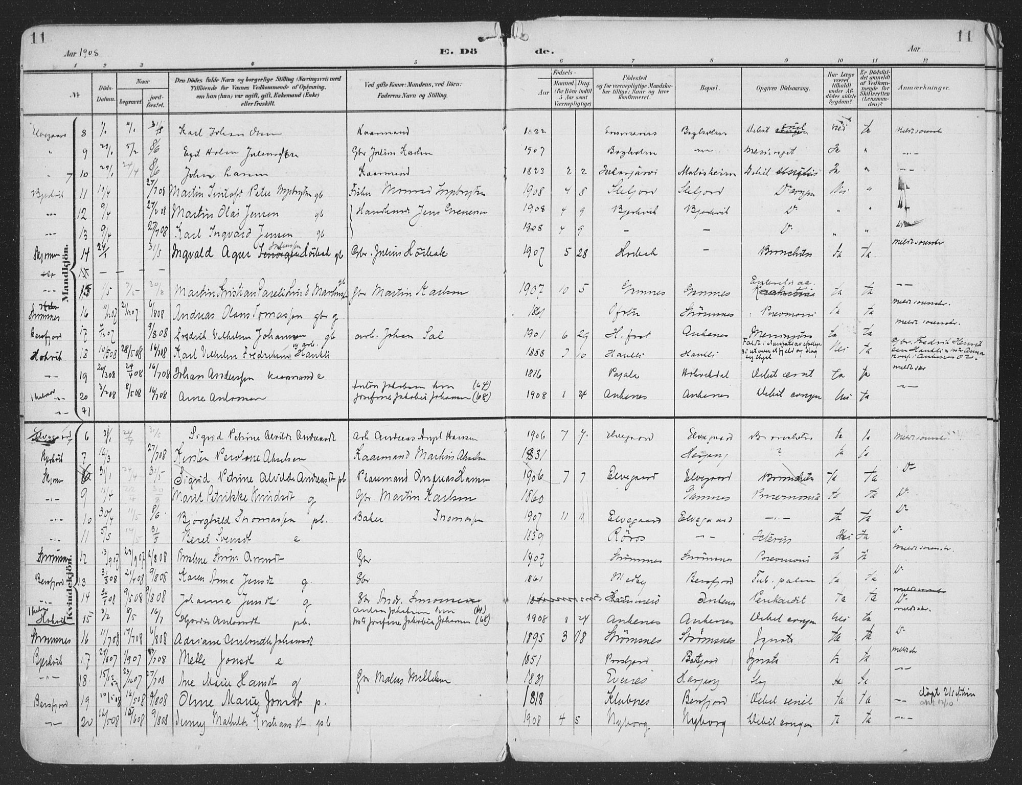 Ministerialprotokoller, klokkerbøker og fødselsregistre - Nordland, SAT/A-1459/866/L0940: Parish register (official) no. 866A03, 1902-1926, p. 11