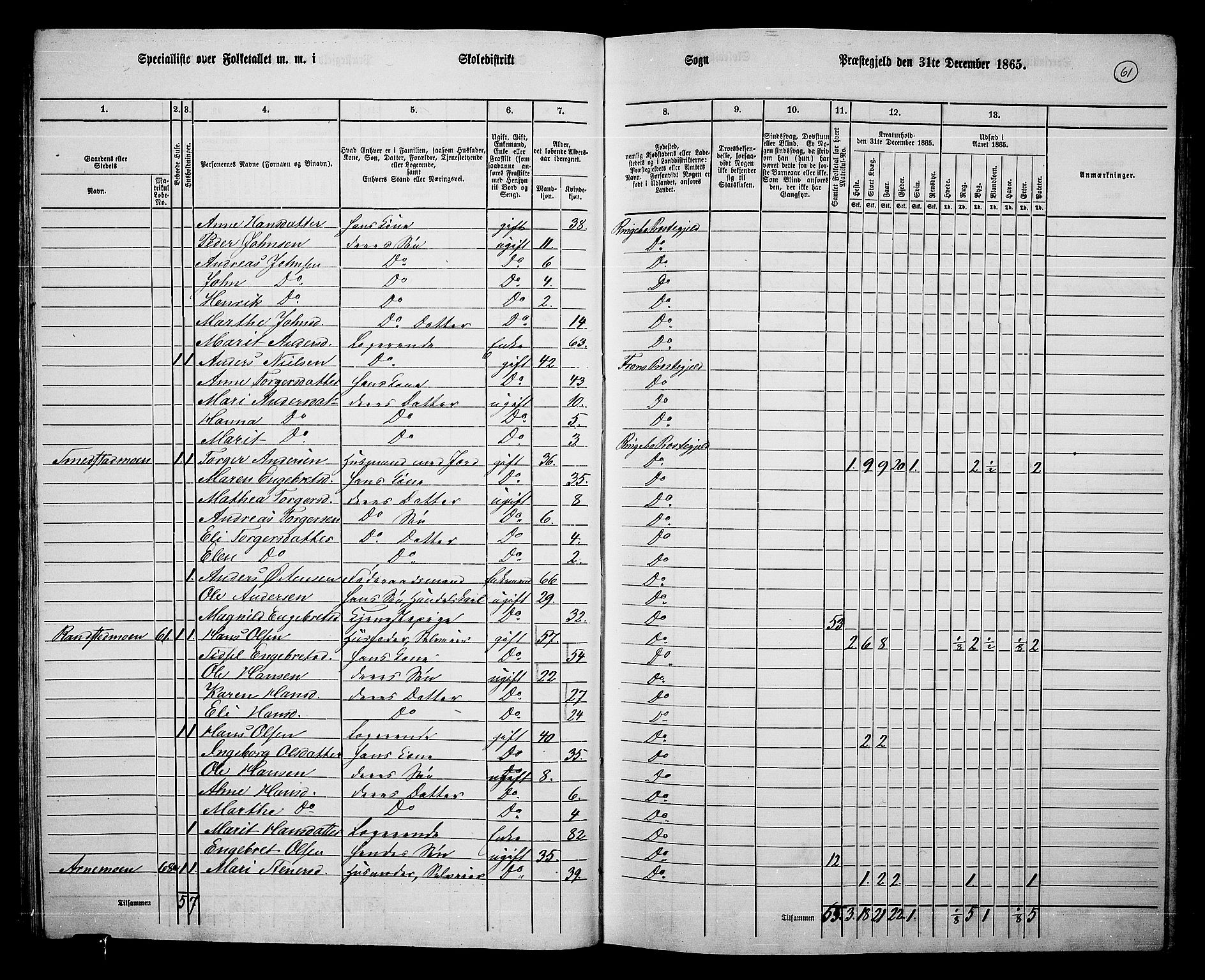 RA, 1865 census for Ringebu, 1865, p. 53