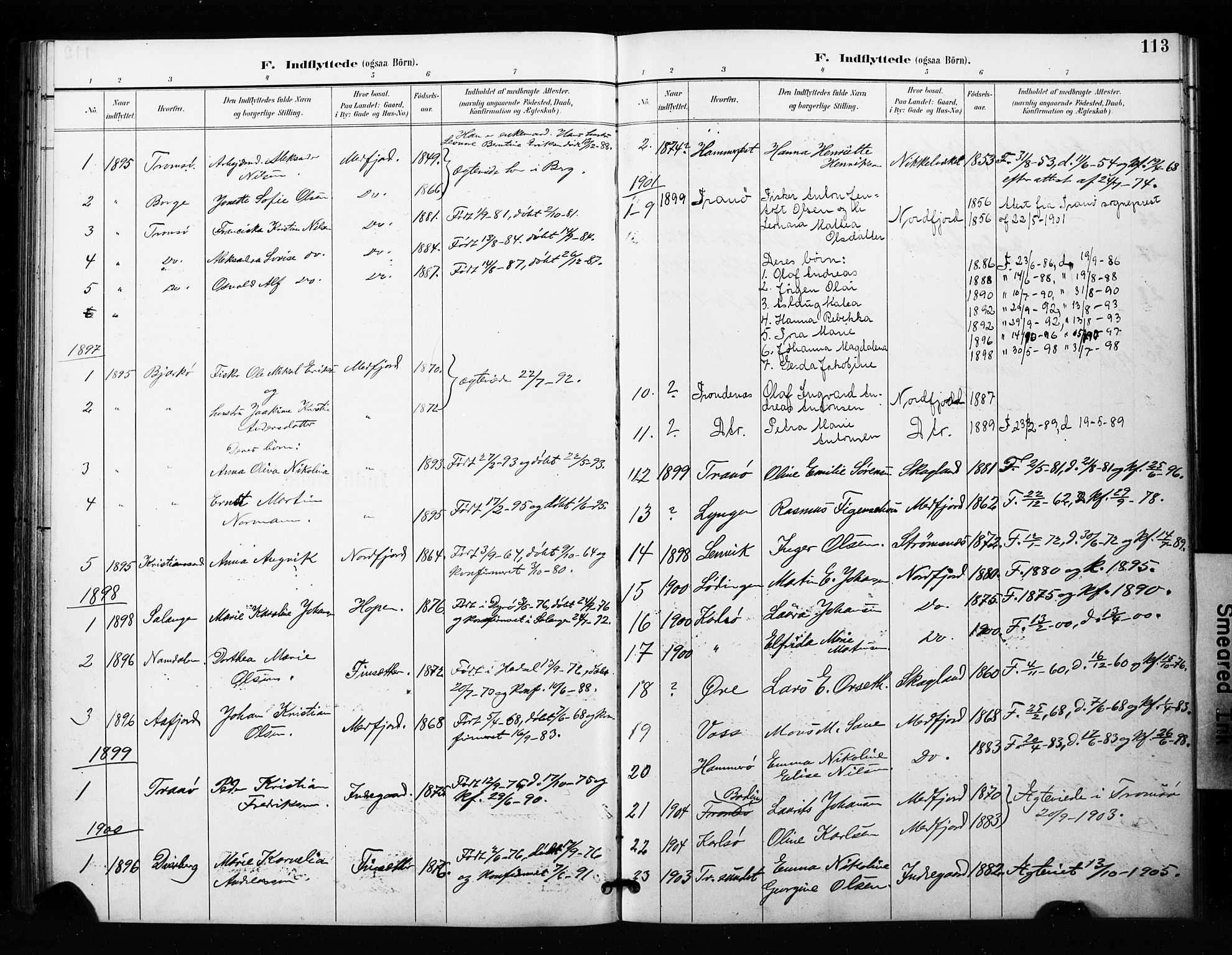 Berg sokneprestkontor, SATØ/S-1318/G/Ga/Gaa/L0005kirke: Parish register (official) no. 5, 1894-1905, p. 113