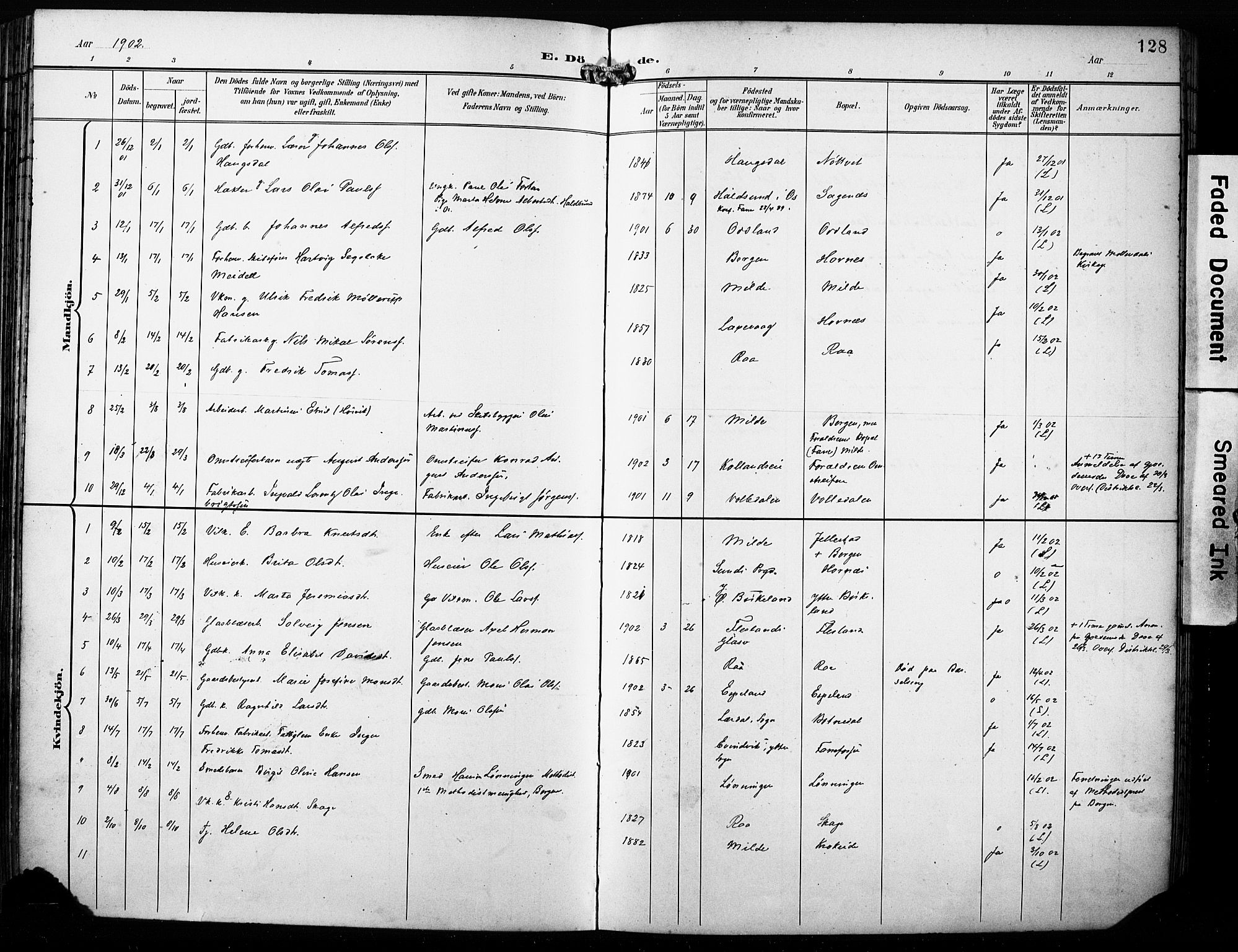 Fana Sokneprestembete, SAB/A-75101/H/Haa/Haab/L0003: Parish register (official) no. B 3, 1898-1907, p. 128