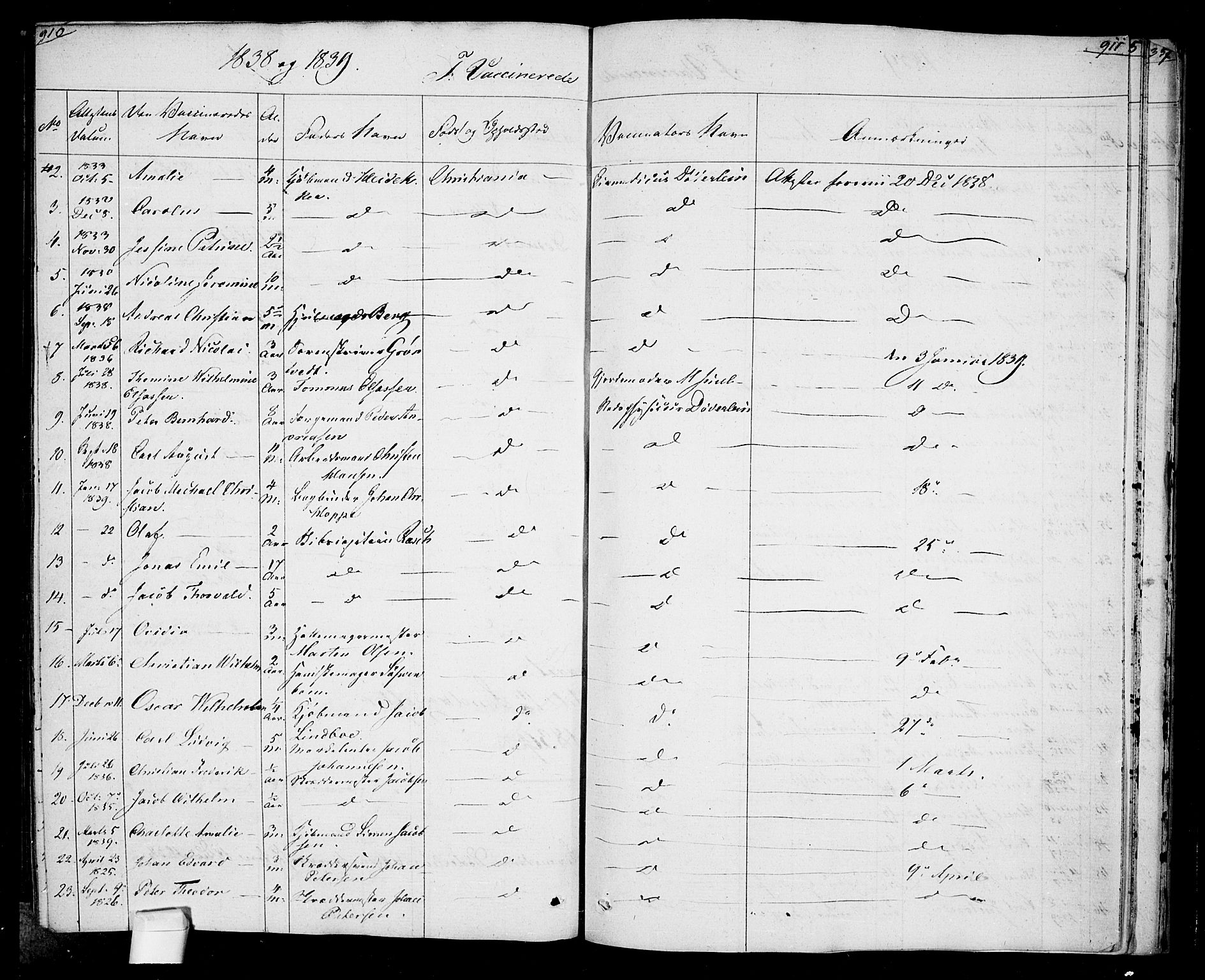 Oslo domkirke Kirkebøker, SAO/A-10752/F/Fa/L0022: Parish register (official) no. 22, 1824-1829, p. 910-911