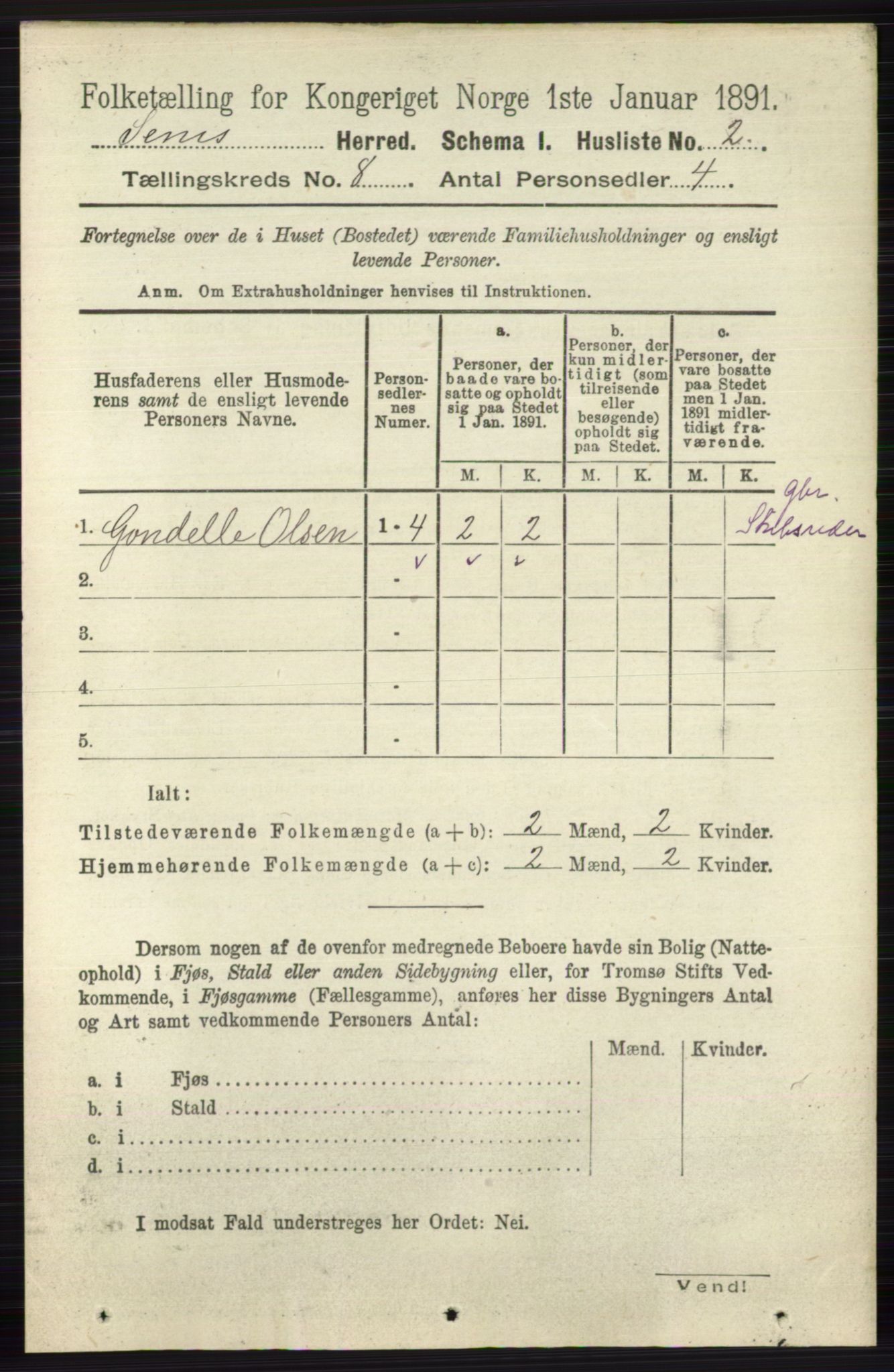 RA, 1891 census for 0721 Sem, 1891, p. 3748