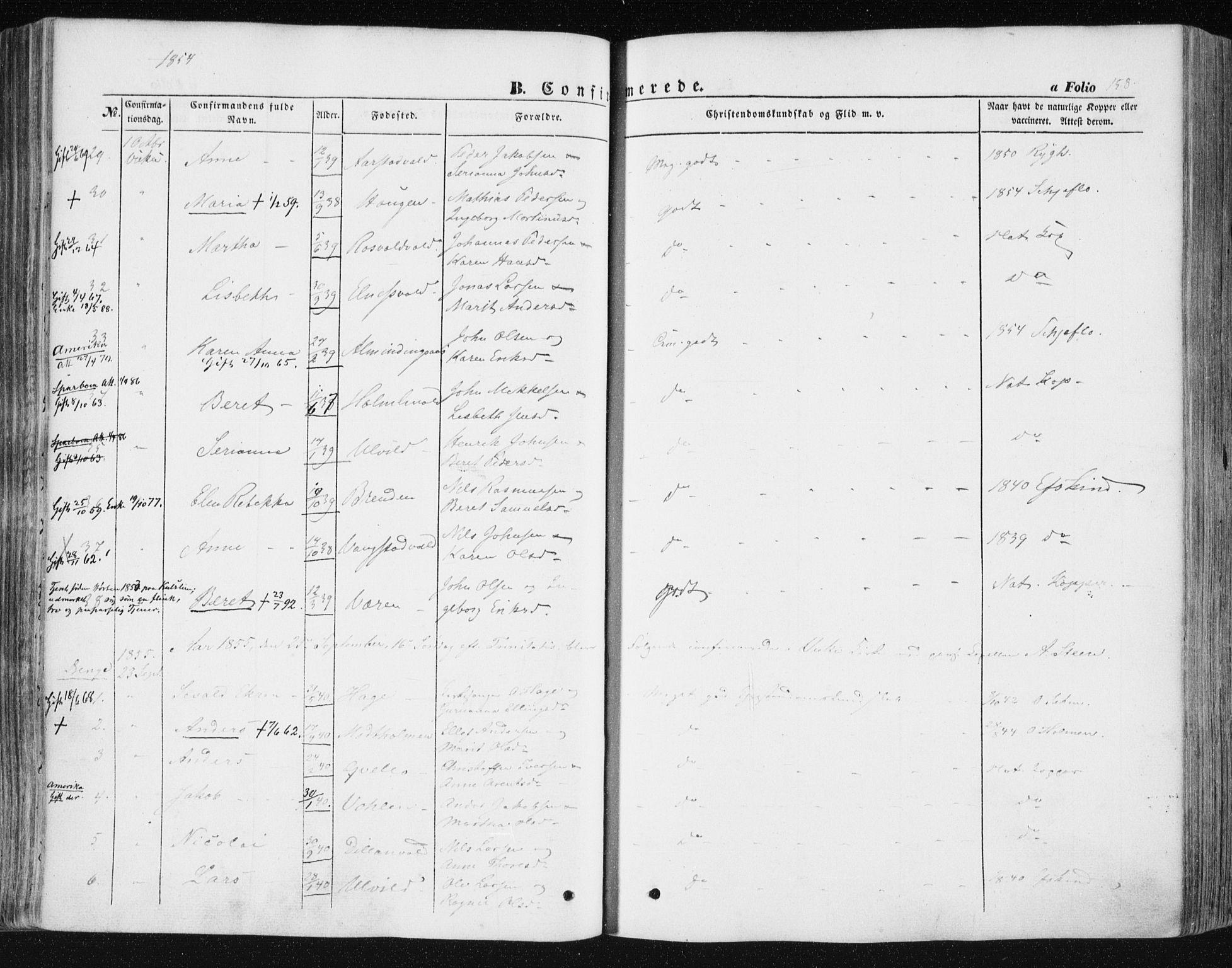 Ministerialprotokoller, klokkerbøker og fødselsregistre - Nord-Trøndelag, SAT/A-1458/723/L0240: Parish register (official) no. 723A09, 1852-1860, p. 158