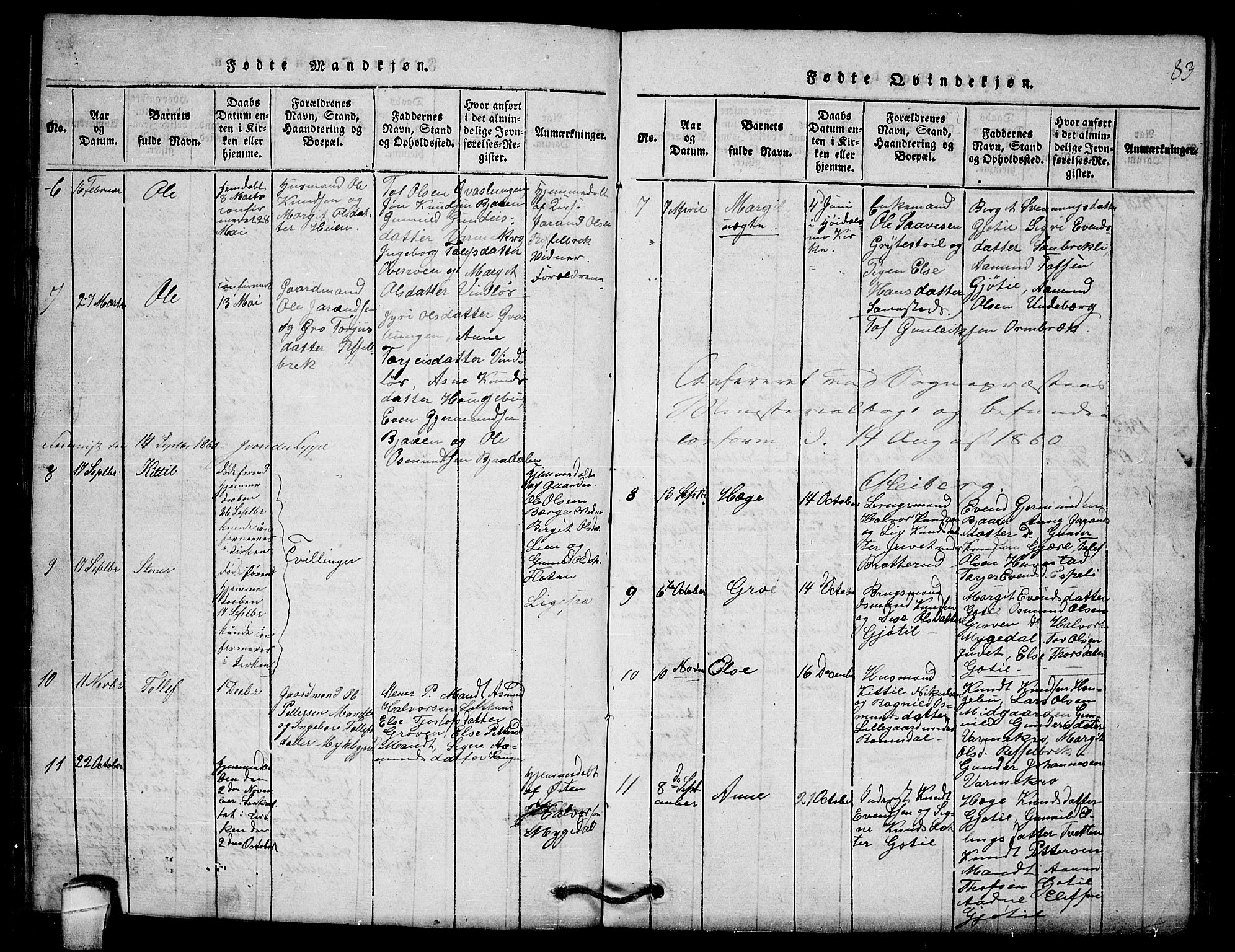 Lårdal kirkebøker, SAKO/A-284/G/Gb/L0001: Parish register (copy) no. II 1, 1815-1865, p. 83