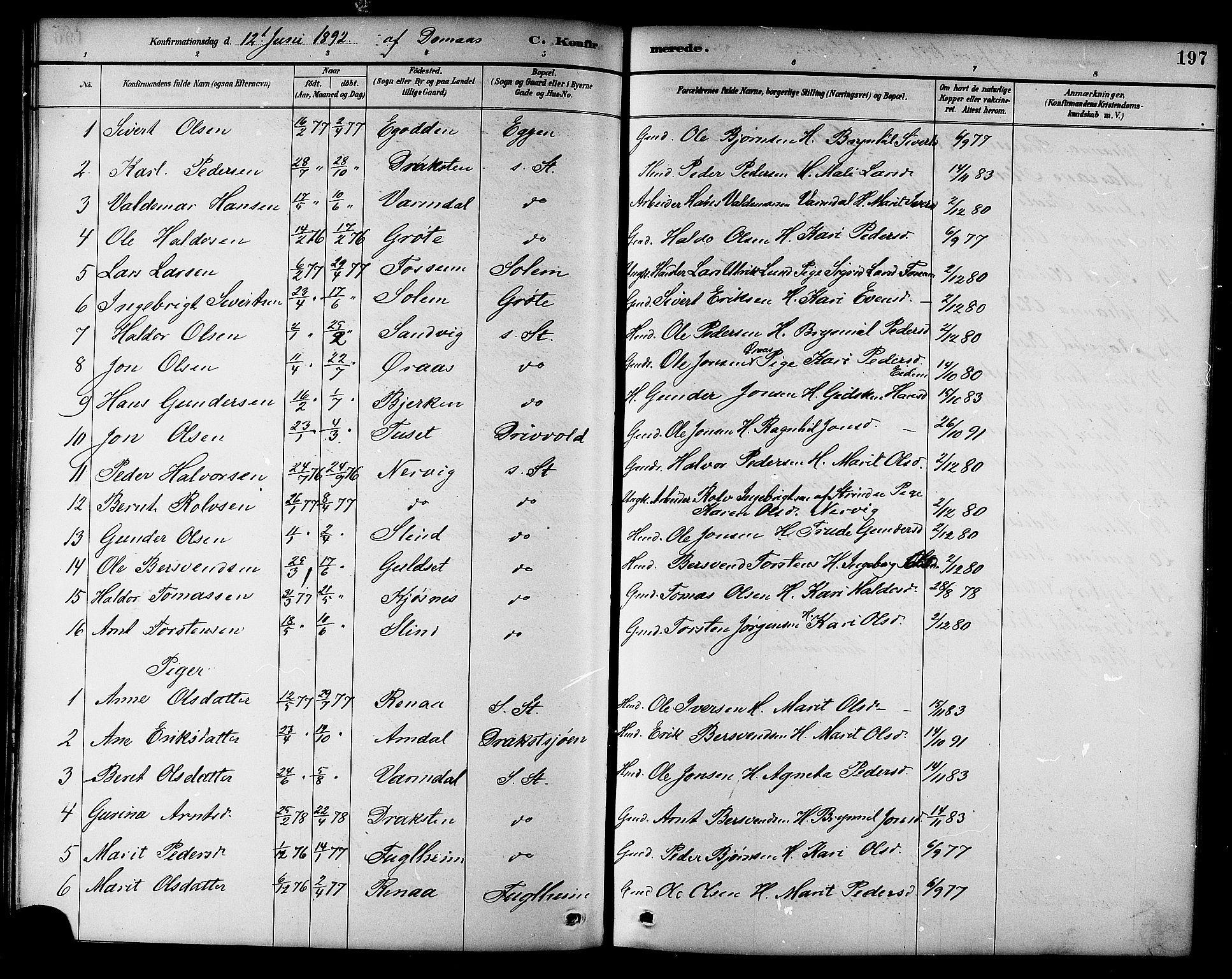Ministerialprotokoller, klokkerbøker og fødselsregistre - Sør-Trøndelag, SAT/A-1456/695/L1157: Parish register (copy) no. 695C08, 1889-1913, p. 197