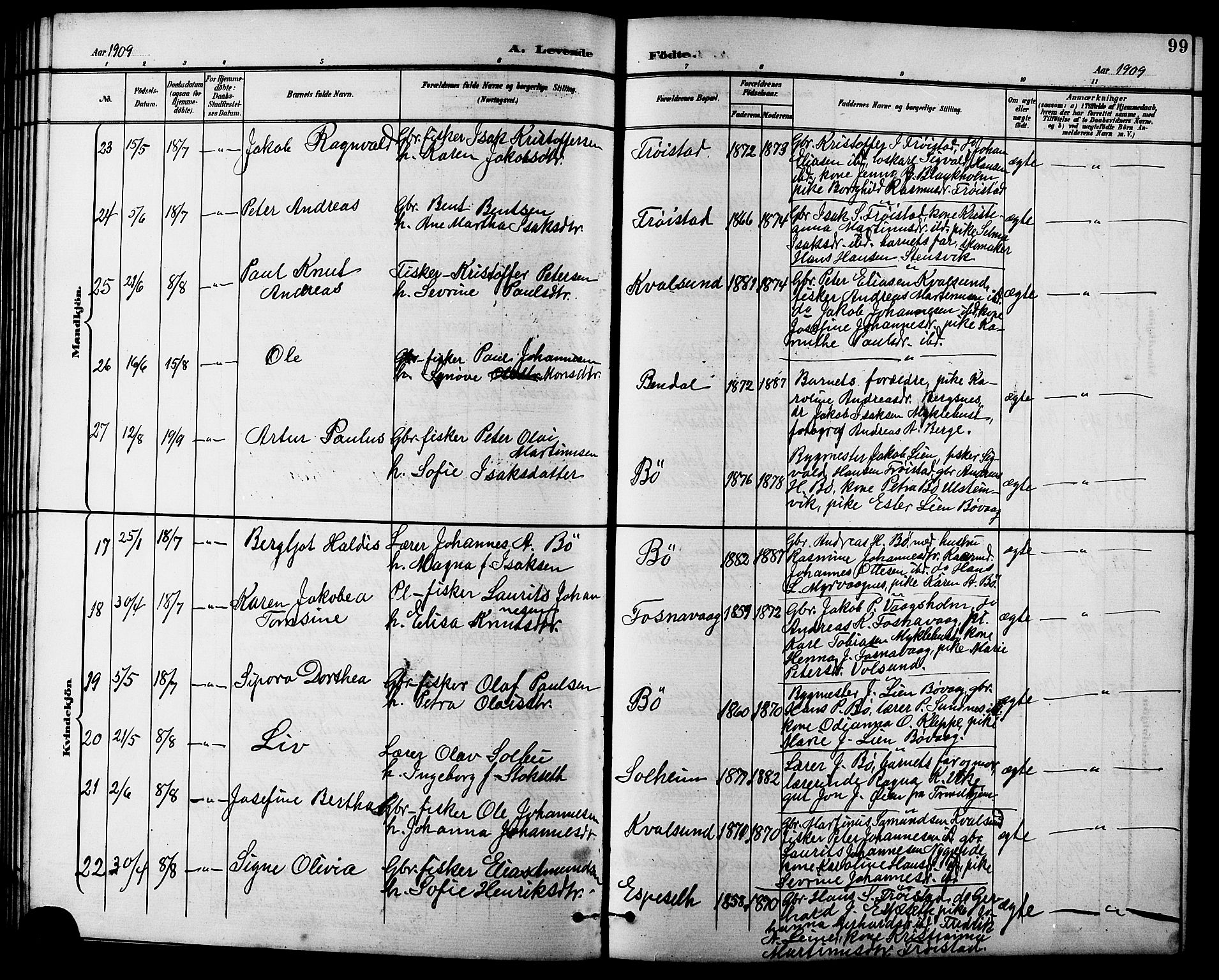 Ministerialprotokoller, klokkerbøker og fødselsregistre - Møre og Romsdal, AV/SAT-A-1454/507/L0082: Parish register (copy) no. 507C05, 1896-1914, p. 99