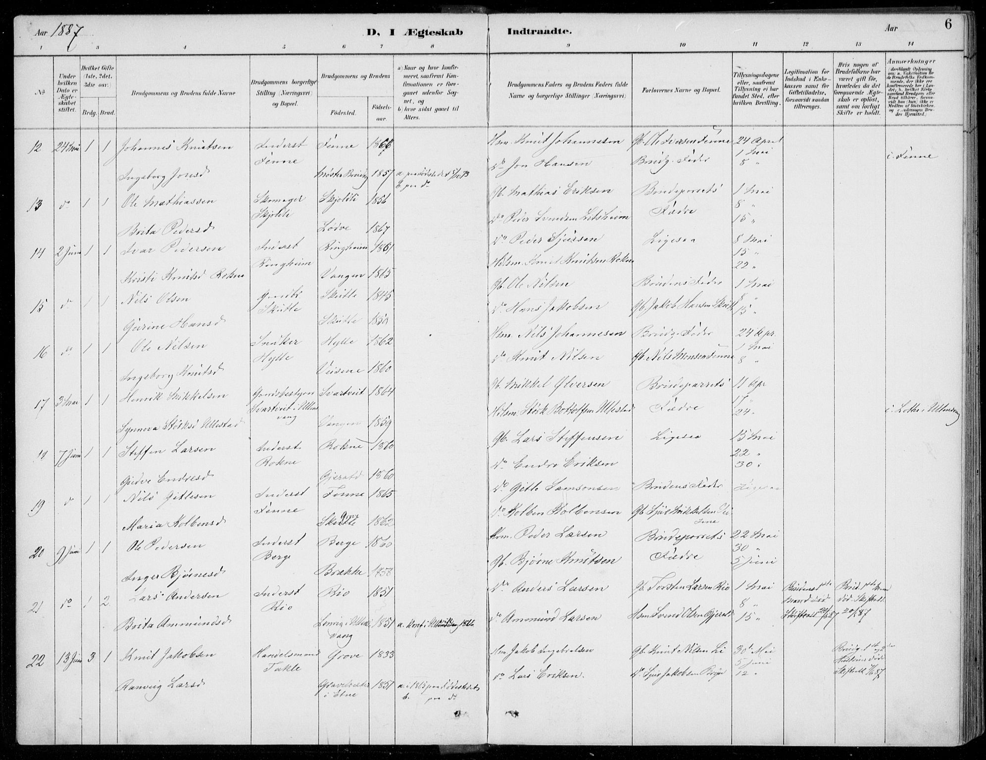 Voss sokneprestembete, AV/SAB-A-79001/H/Haa: Parish register (official) no. C  1, 1887-1915, p. 6