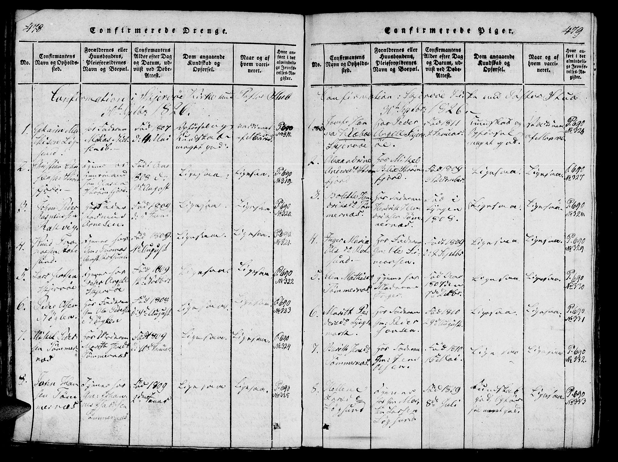 Skjervøy sokneprestkontor, AV/SATØ-S-1300/H/Ha/Haa/L0004kirke: Parish register (official) no. 4, 1820-1838, p. 478-479