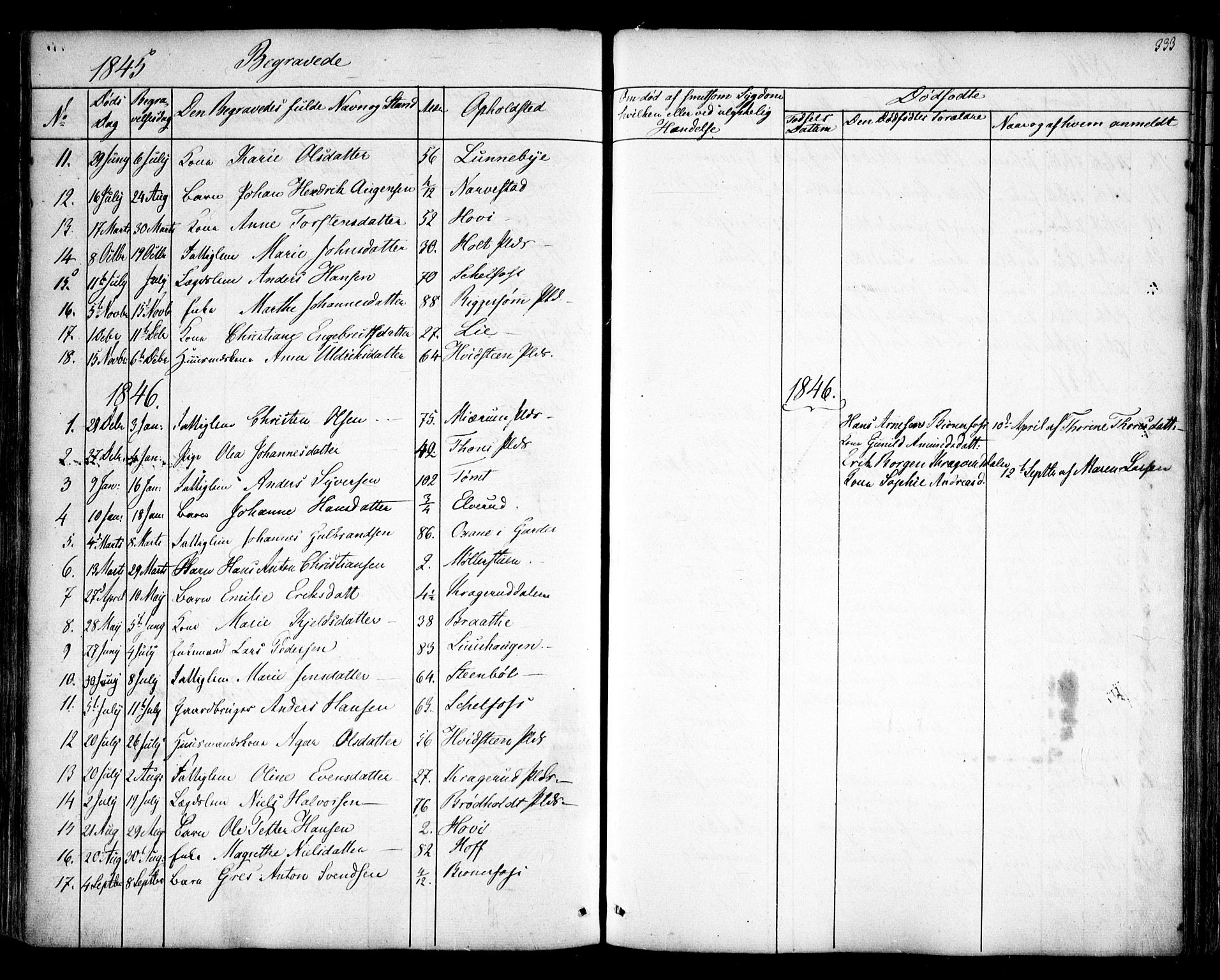 Hobøl prestekontor Kirkebøker, SAO/A-2002/F/Fa/L0003: Parish register (official) no. I 3, 1842-1864, p. 333