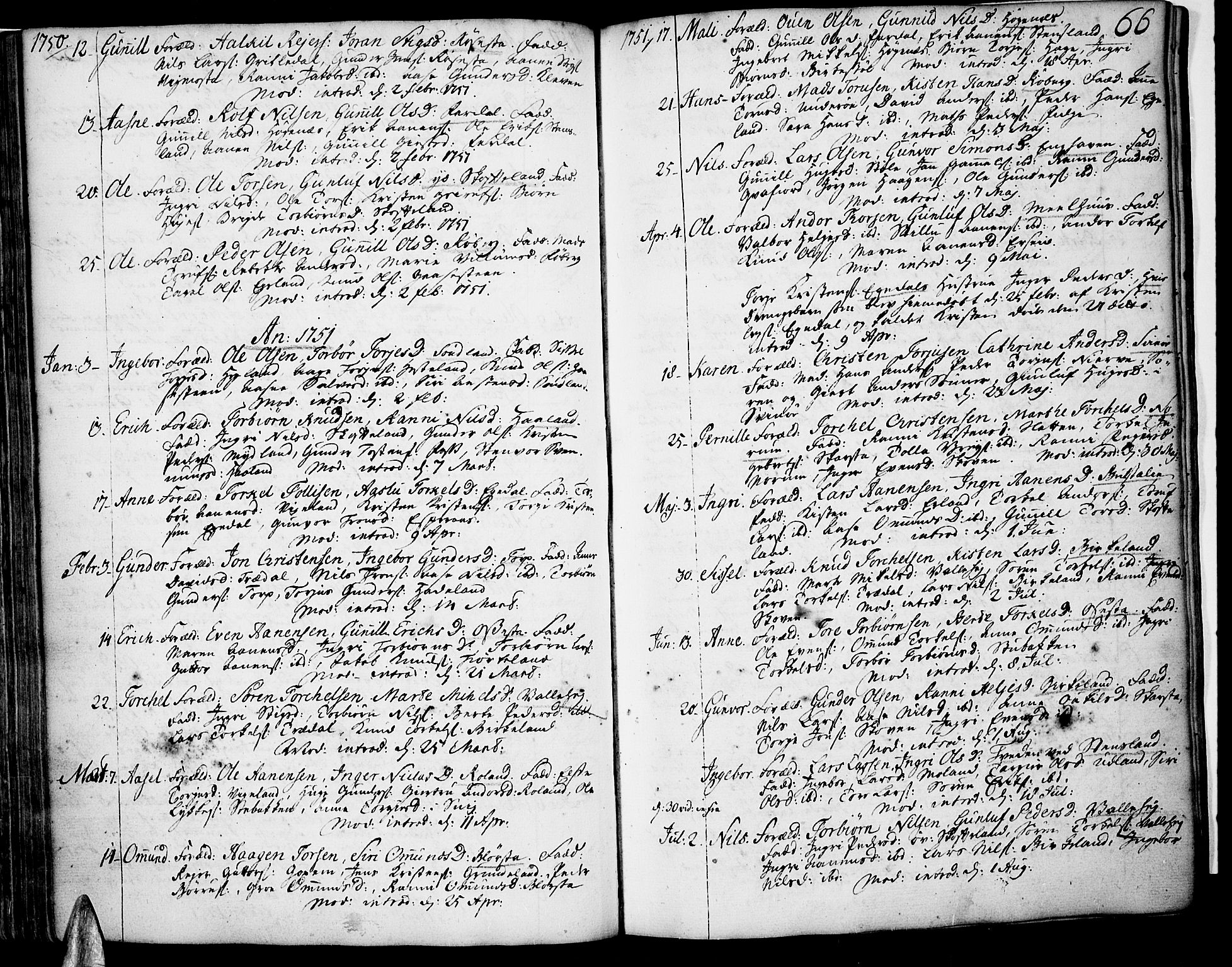 Sør-Audnedal sokneprestkontor, AV/SAK-1111-0039/F/Fa/Fab/L0001: Parish register (official) no. A 1 /1, 1726-1766, p. 66