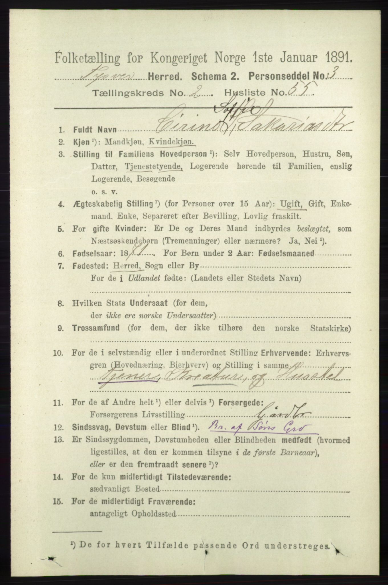 RA, 1891 census for 1146 Tysvær, 1891, p. 990